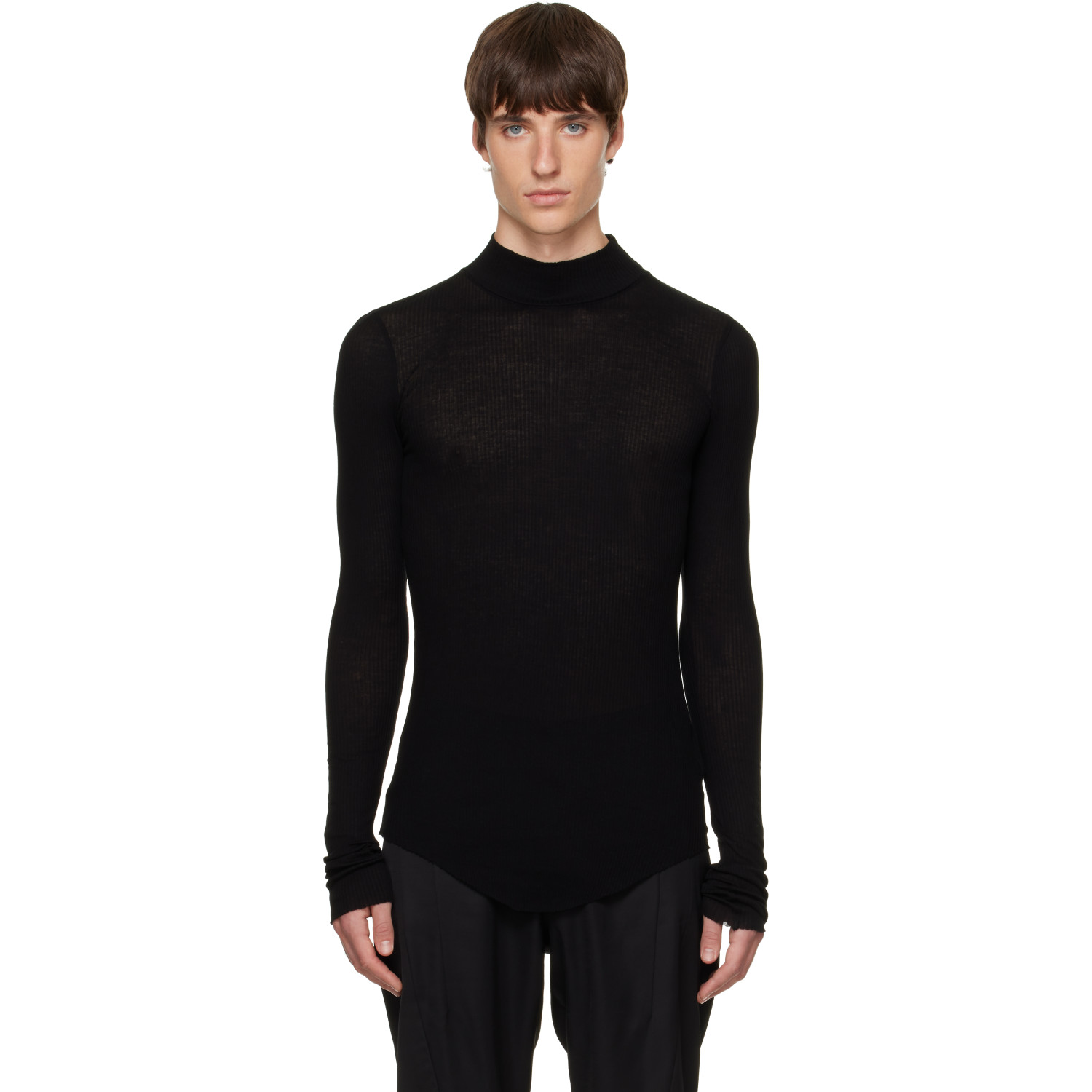 Julius Black High Neck Skinny T-shirt