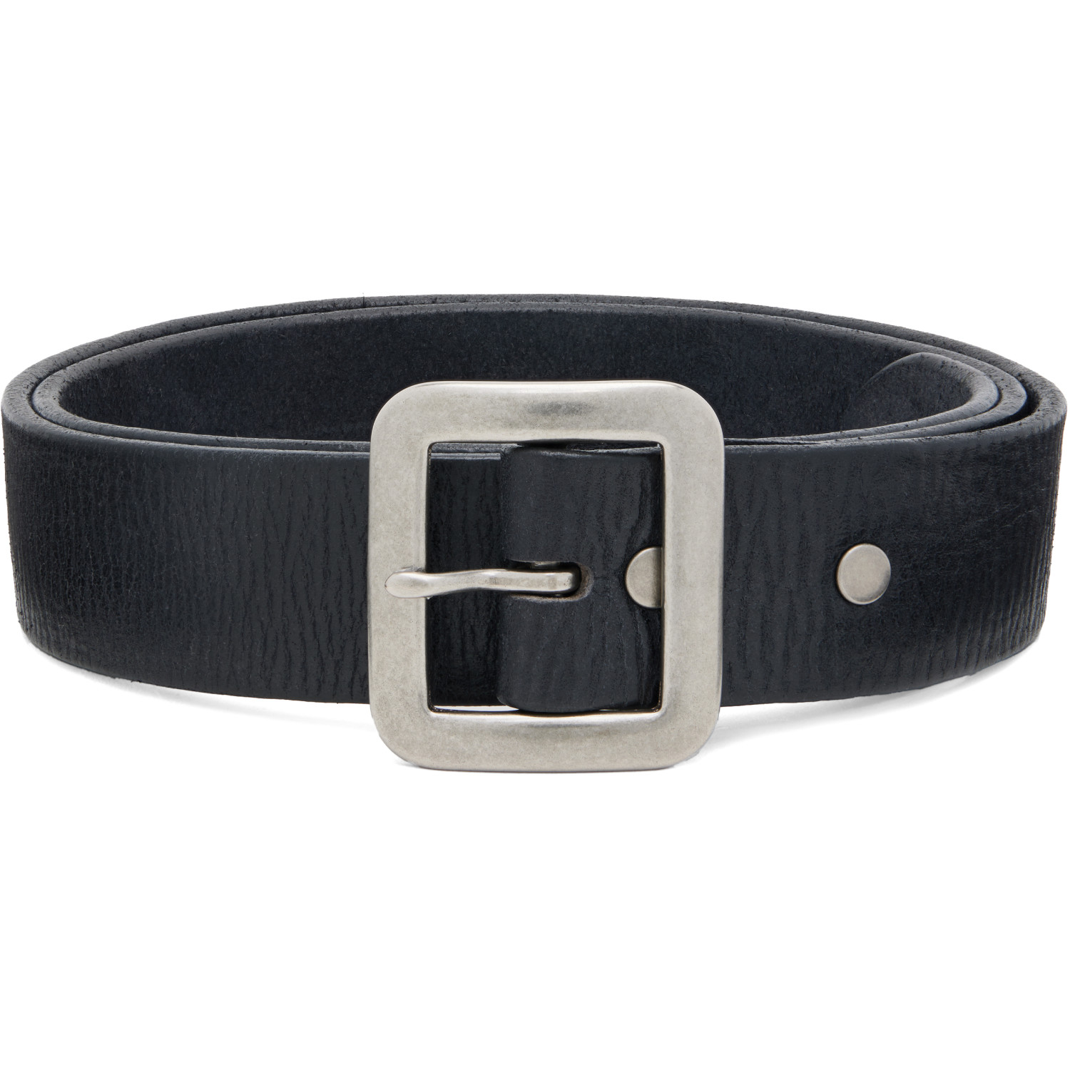 Rrl Black Hand-burnished Leather Belt In Vintage Black