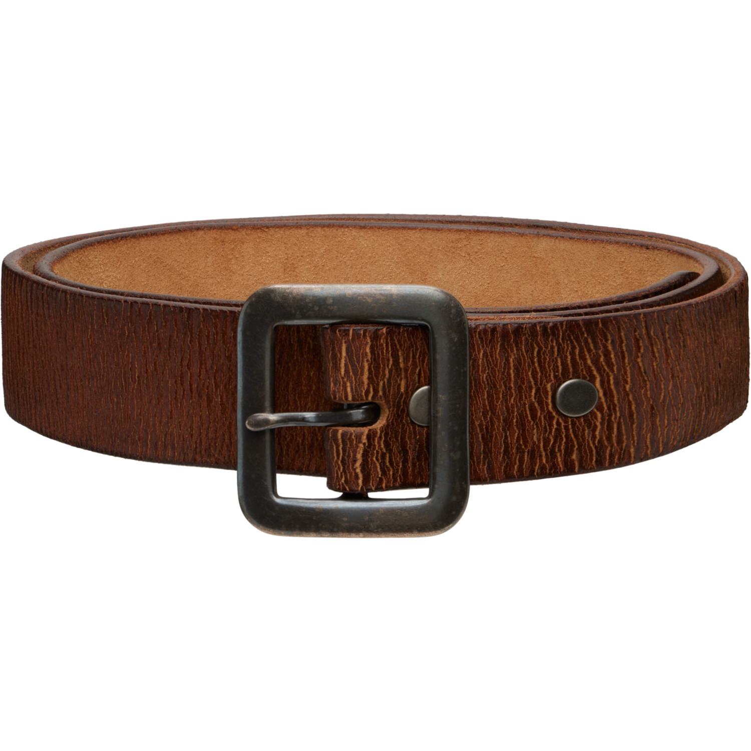 Rrl Brown Hand-burnished Leather Belt In Mid Brown