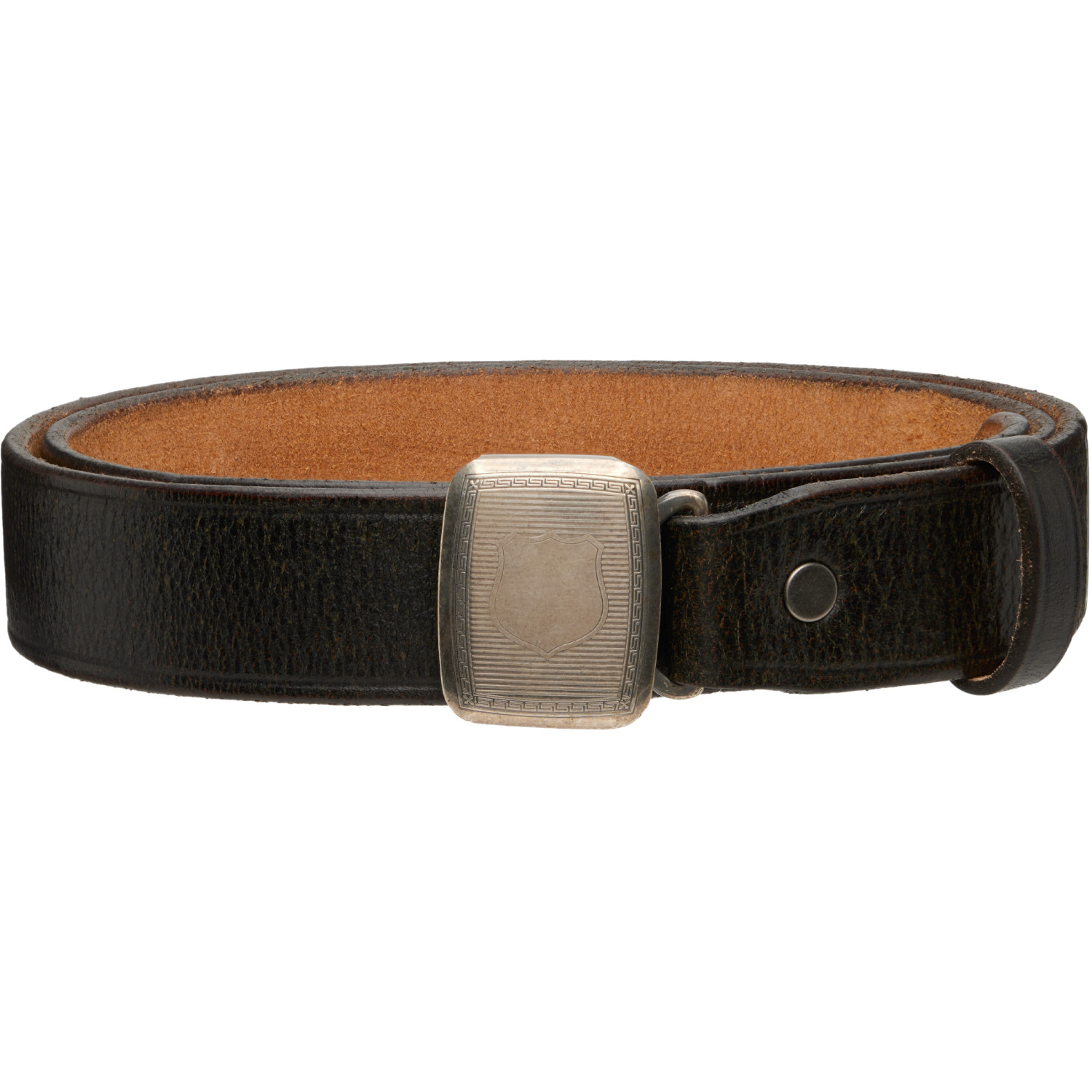 Rrl Black Slider-buckle Leather Belt In Vintage Black