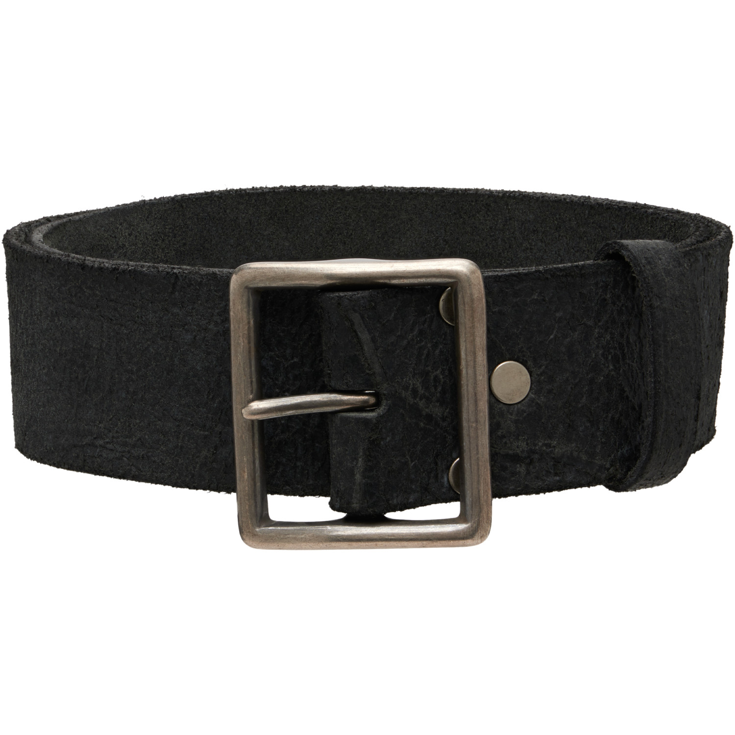Rrl Black Distressed Leather Belt In Vintage Black