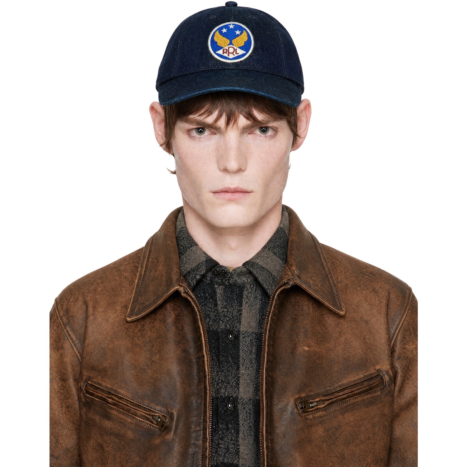 Rrl Indigo Winged-logo Denim Ball Cap In Rinse