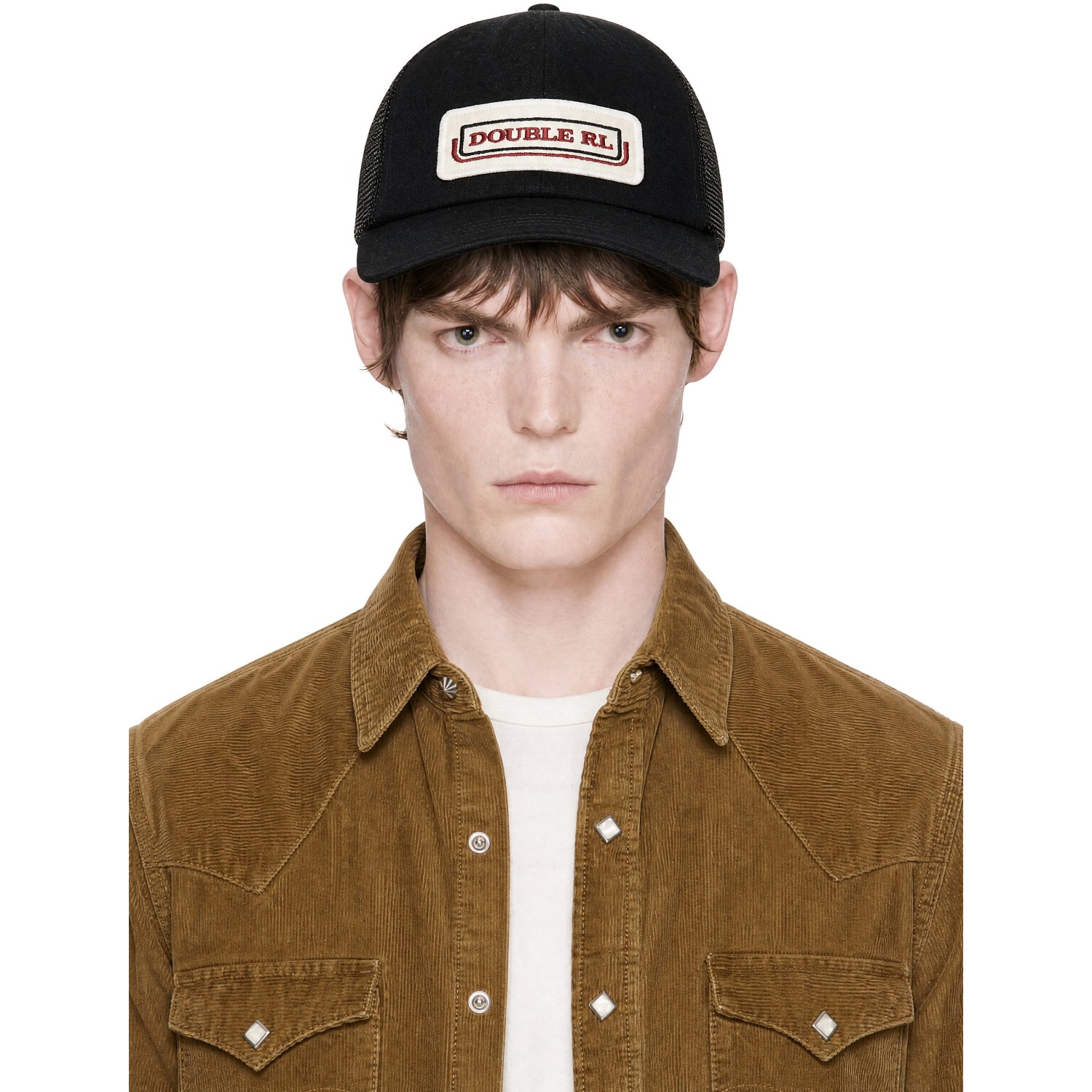 Rrl Black Denim Mesh Trucker Cap