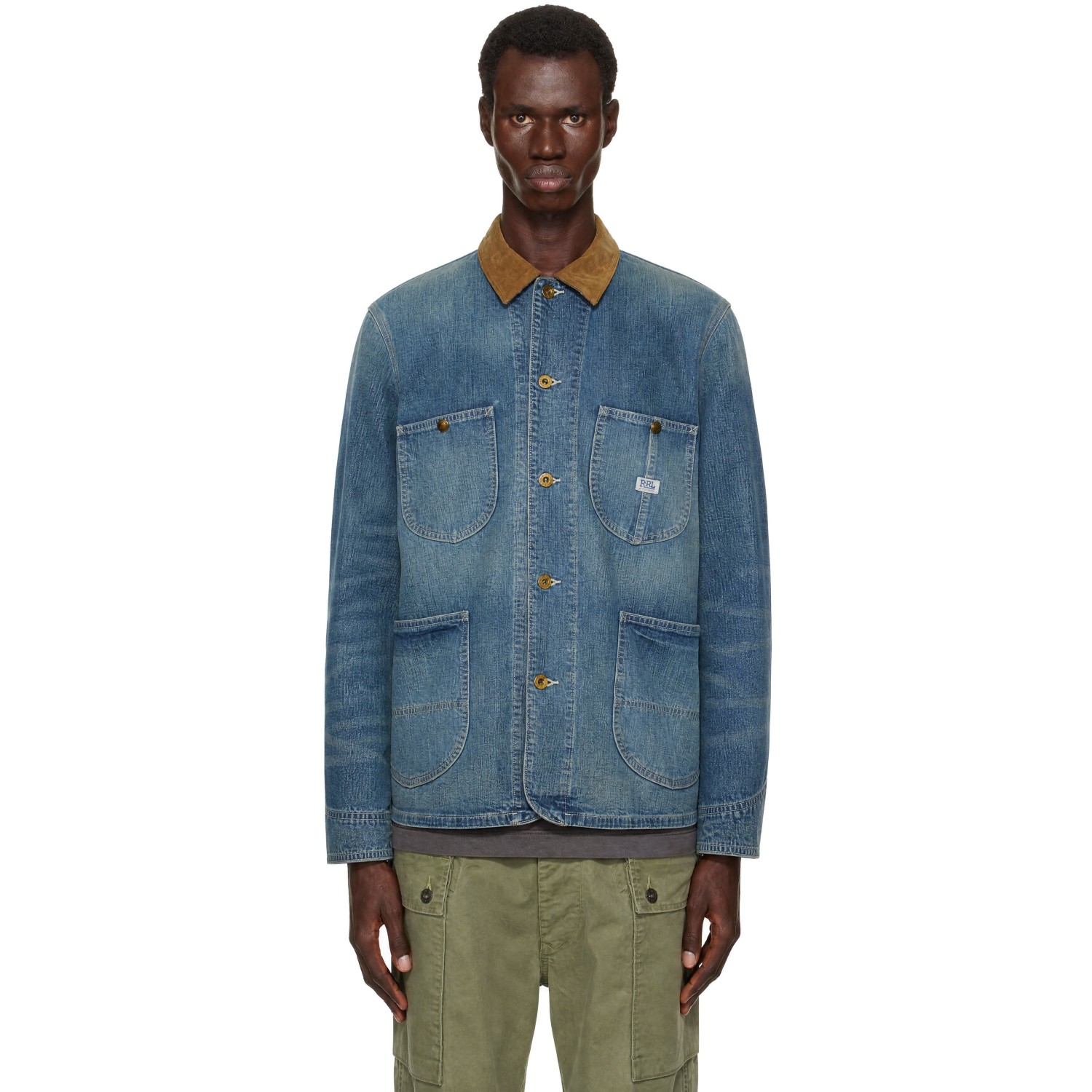 RRL Blue Corduroy-Collar Indigo Denim Jacket