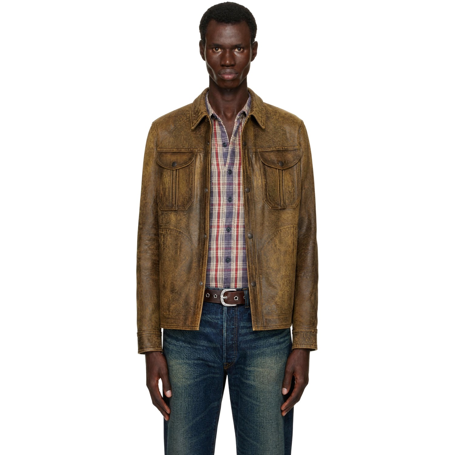 RRL Brown Sheepskin Motor Jacket