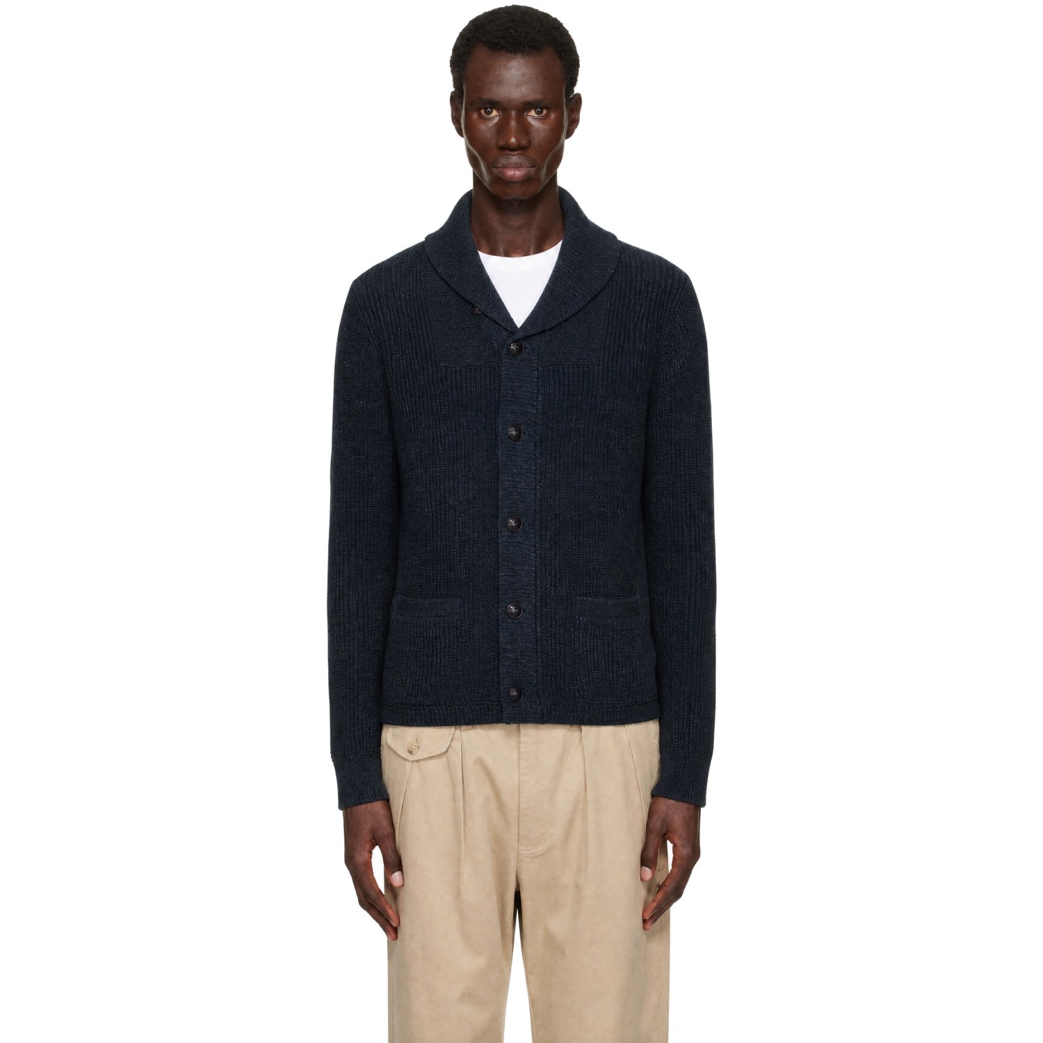 RRL Navy Shawl Cotton Cardigan