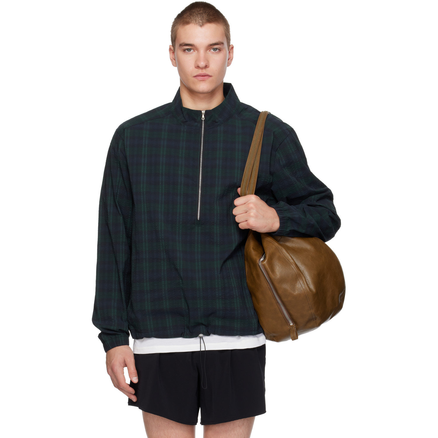 Literary Sport Green & Navy Anton Half Zip Jacket