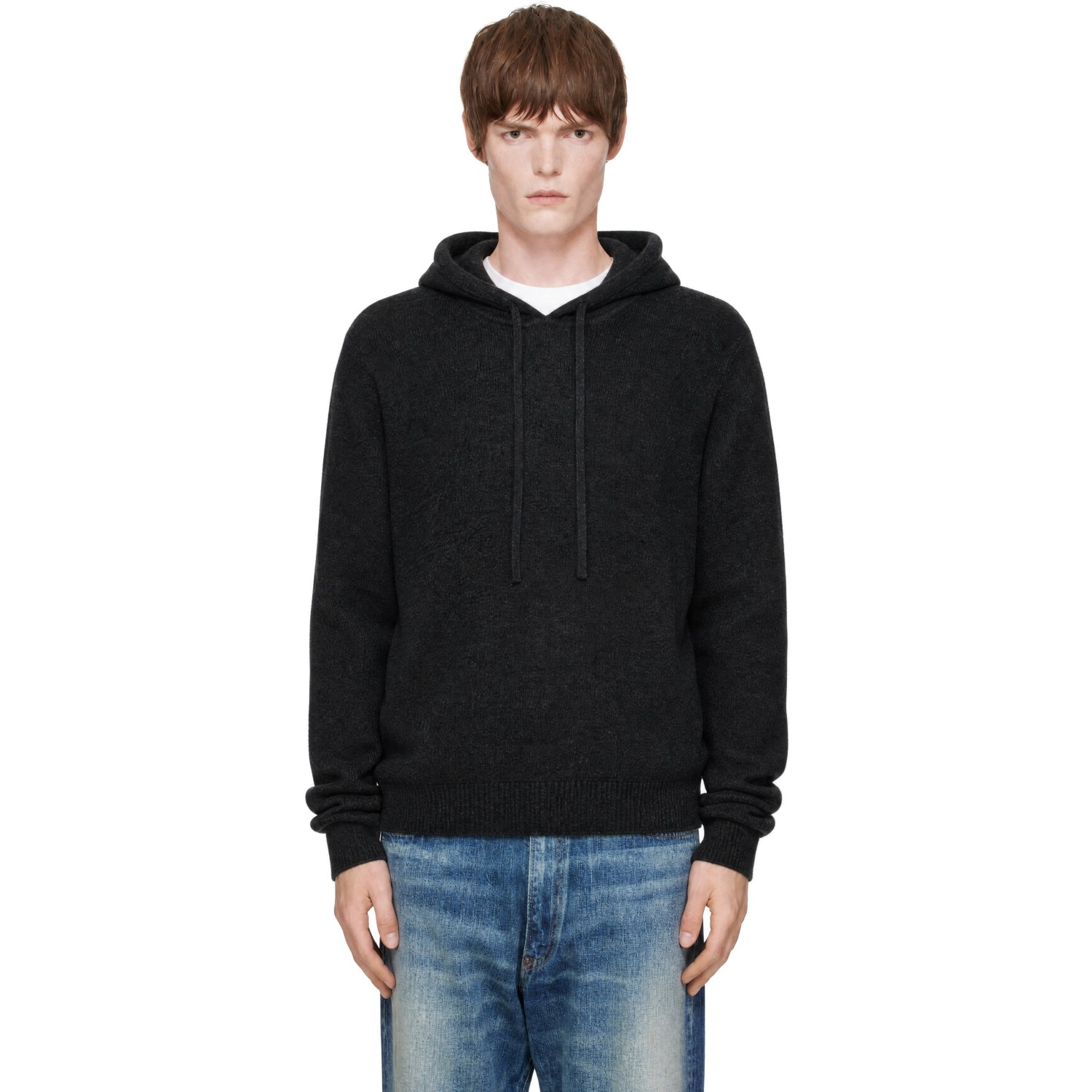 AMOMENTO Gray Racoon Knit Hoodie