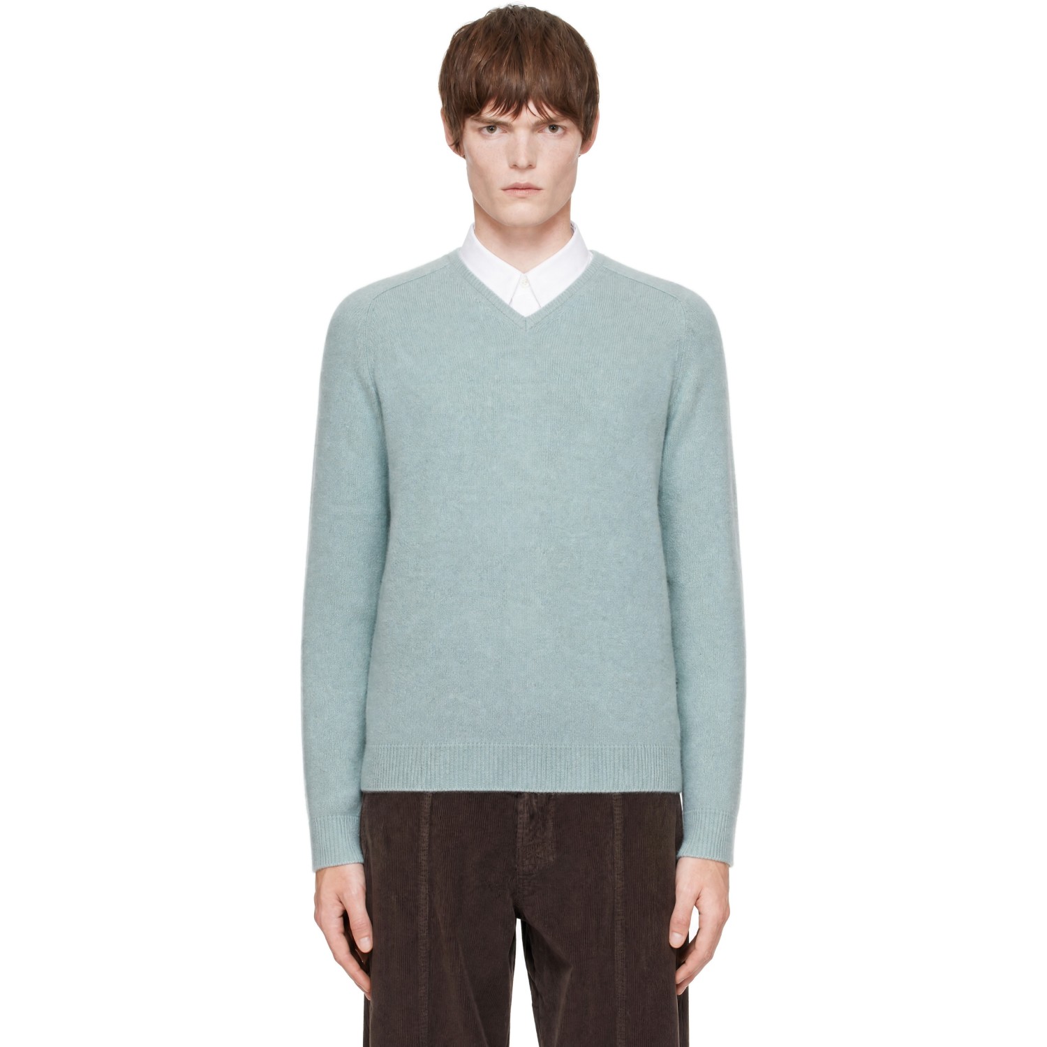 Amomento Green Racoon V-neck Sweater In Mint