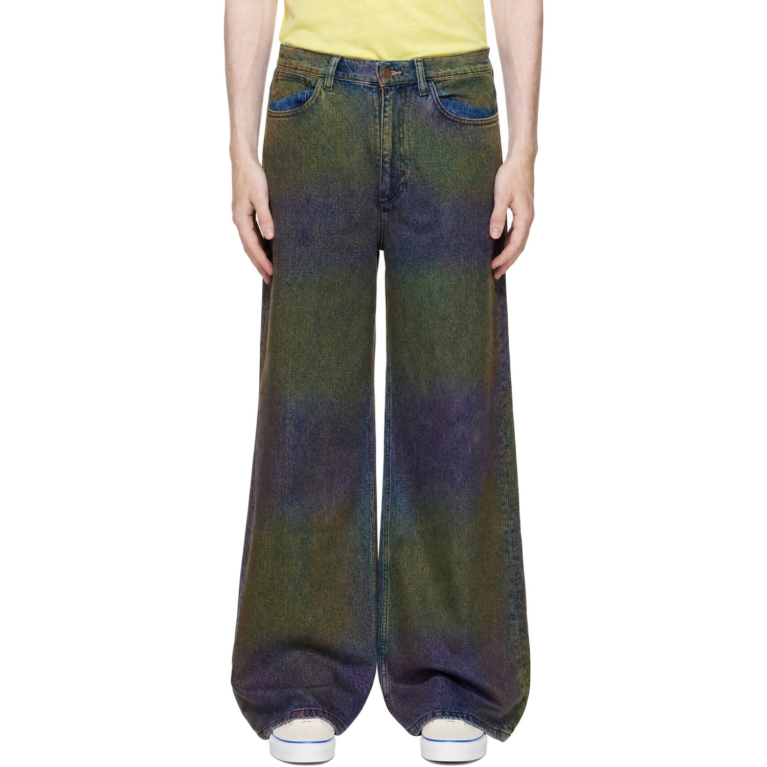 Sanderlak Multicolor Wide Jeans In Green