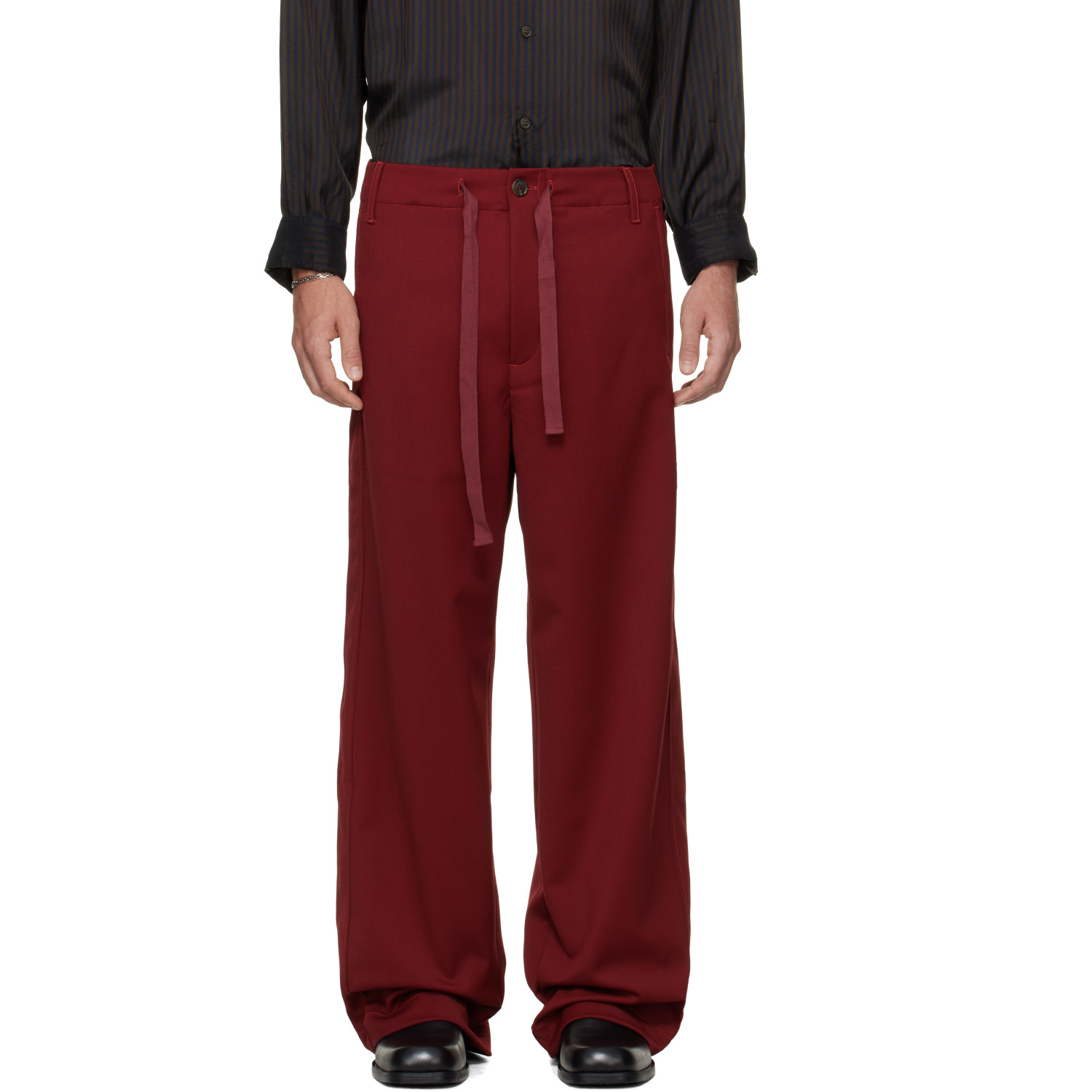 Sanderlak Red Tailored Drawstring Trousers