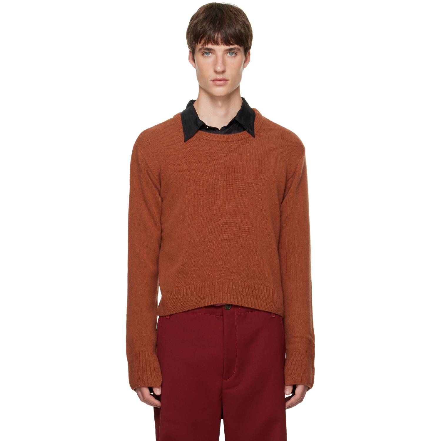Sanderlak Brown Cropped Crew Sweater