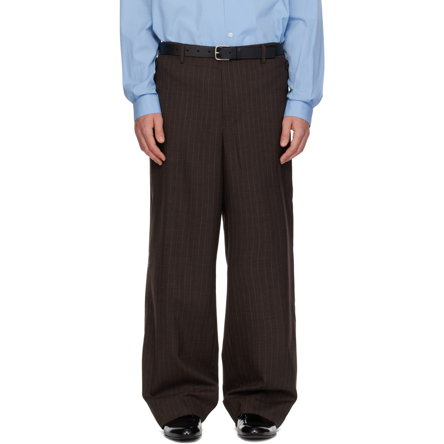 SIRE Brown Pinstripe Tailored Trousers