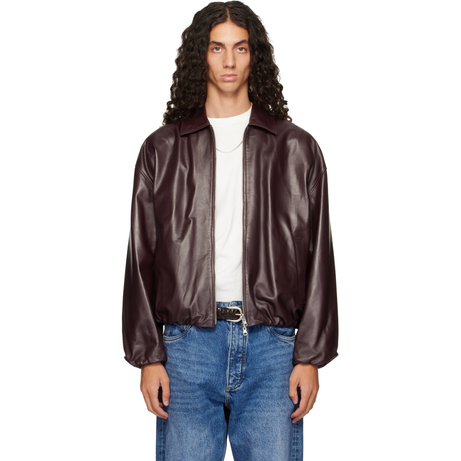 Arma Brown Backett Reversible Leather Bomber Jacket