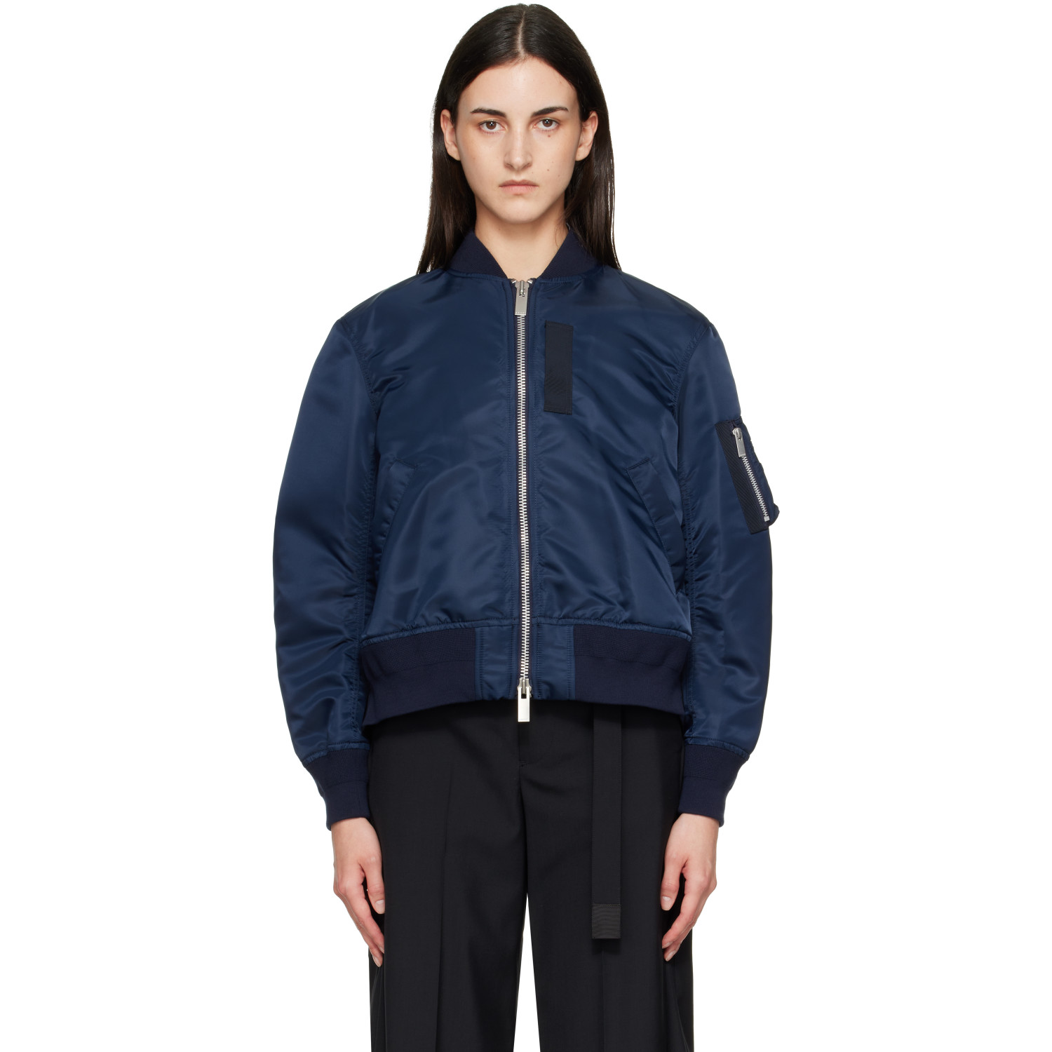 sacai Navy Nylon Twill Blouson Bomber Jacket
