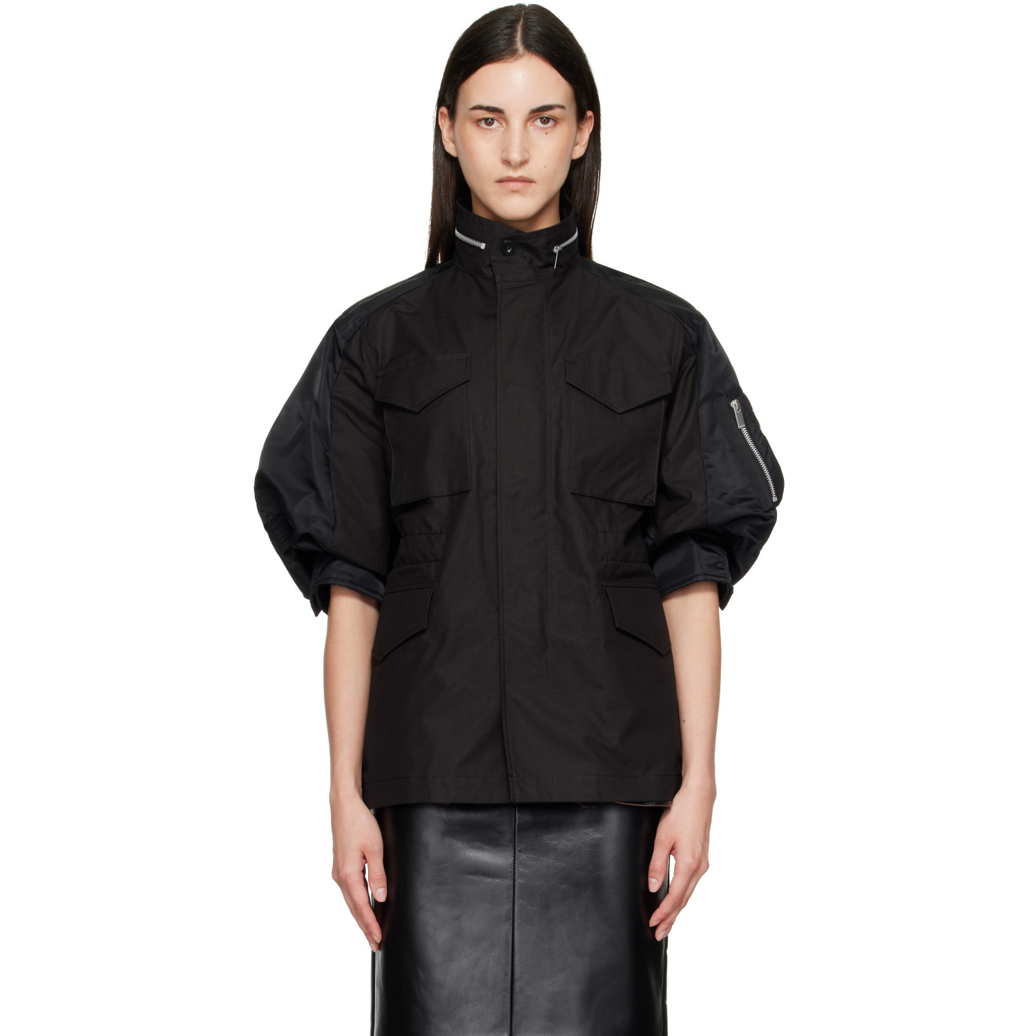 sacai Black Cotton Weather Jacket