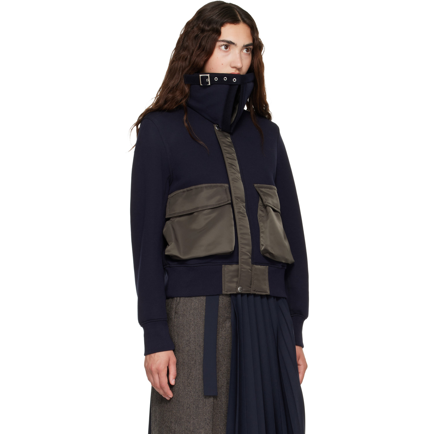 SACAI 네이비 스펀지 스웻 블루종 자켓