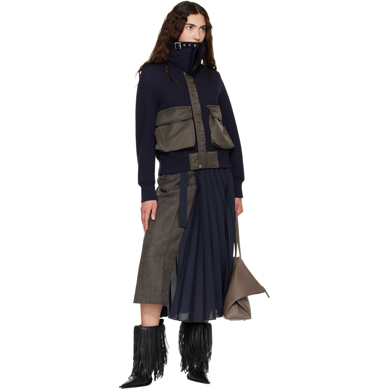 SACAI 네이비 스펀지 스웻 블루종 자켓