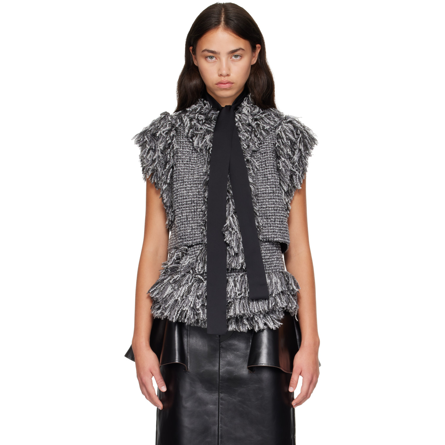 sacai Gray Tweed Vest