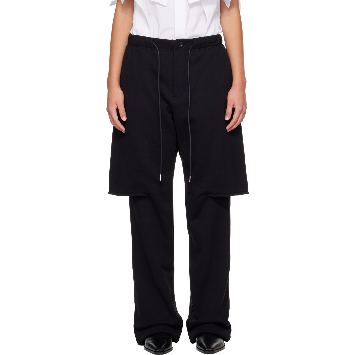 sacai Black Cotton Jersey Lounge Pants