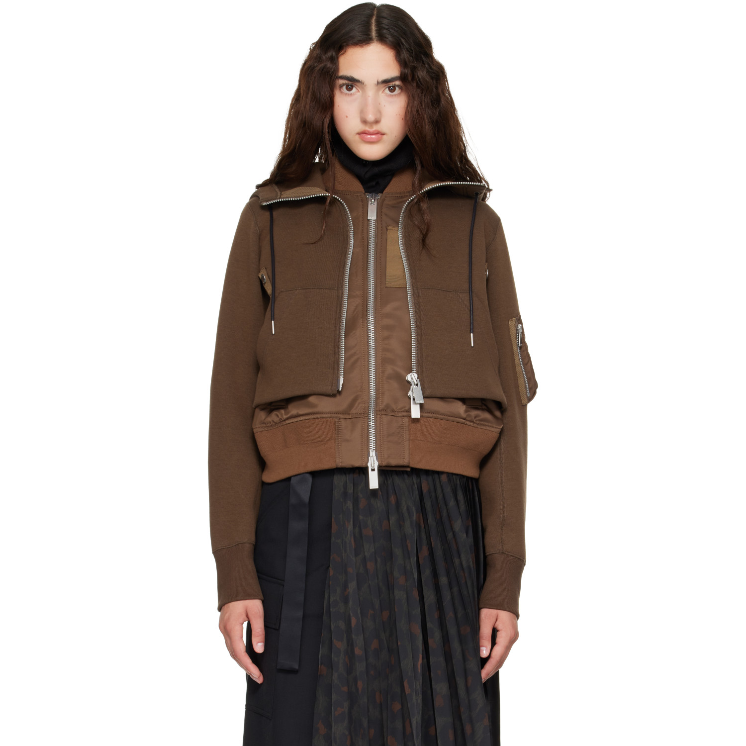 sacai Brown Sponge Sweat Hoodie