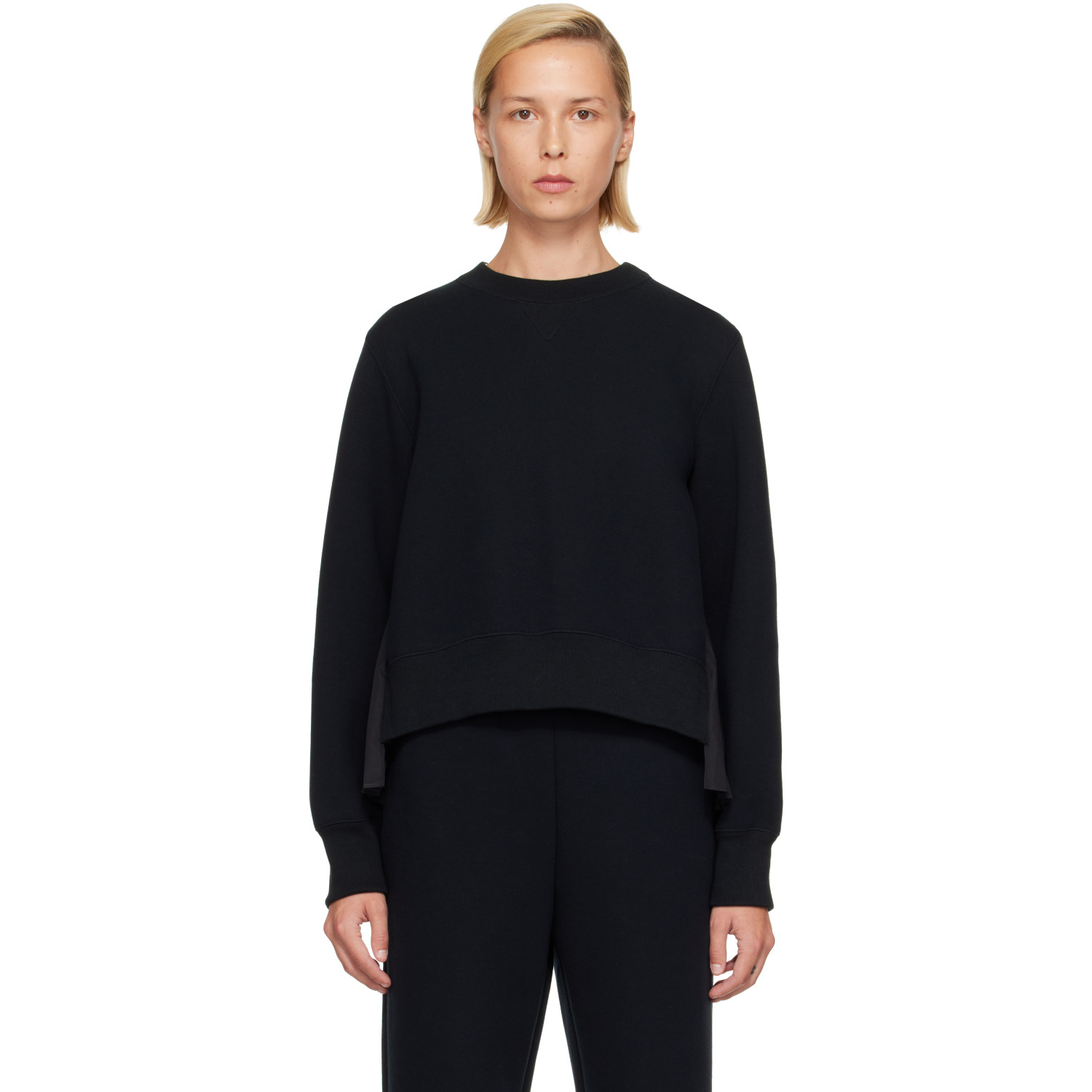 sacai Black Sponge Sweat & Cotton Poplin Sweatshirt