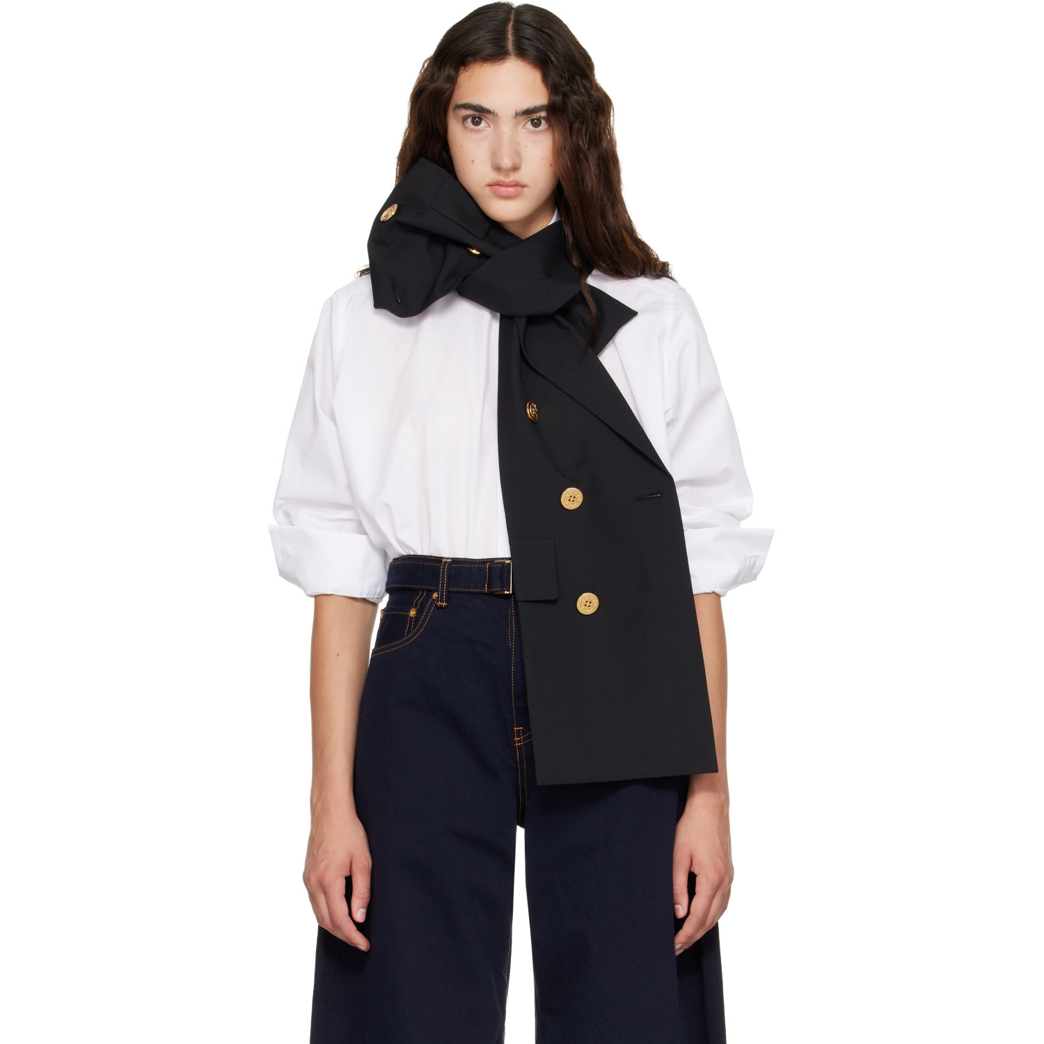 sacai White Poplin x Suiting Shirt
