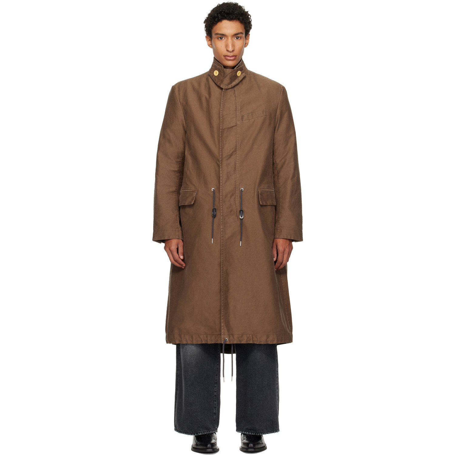 sacai Brown Sueded Cotton Coat