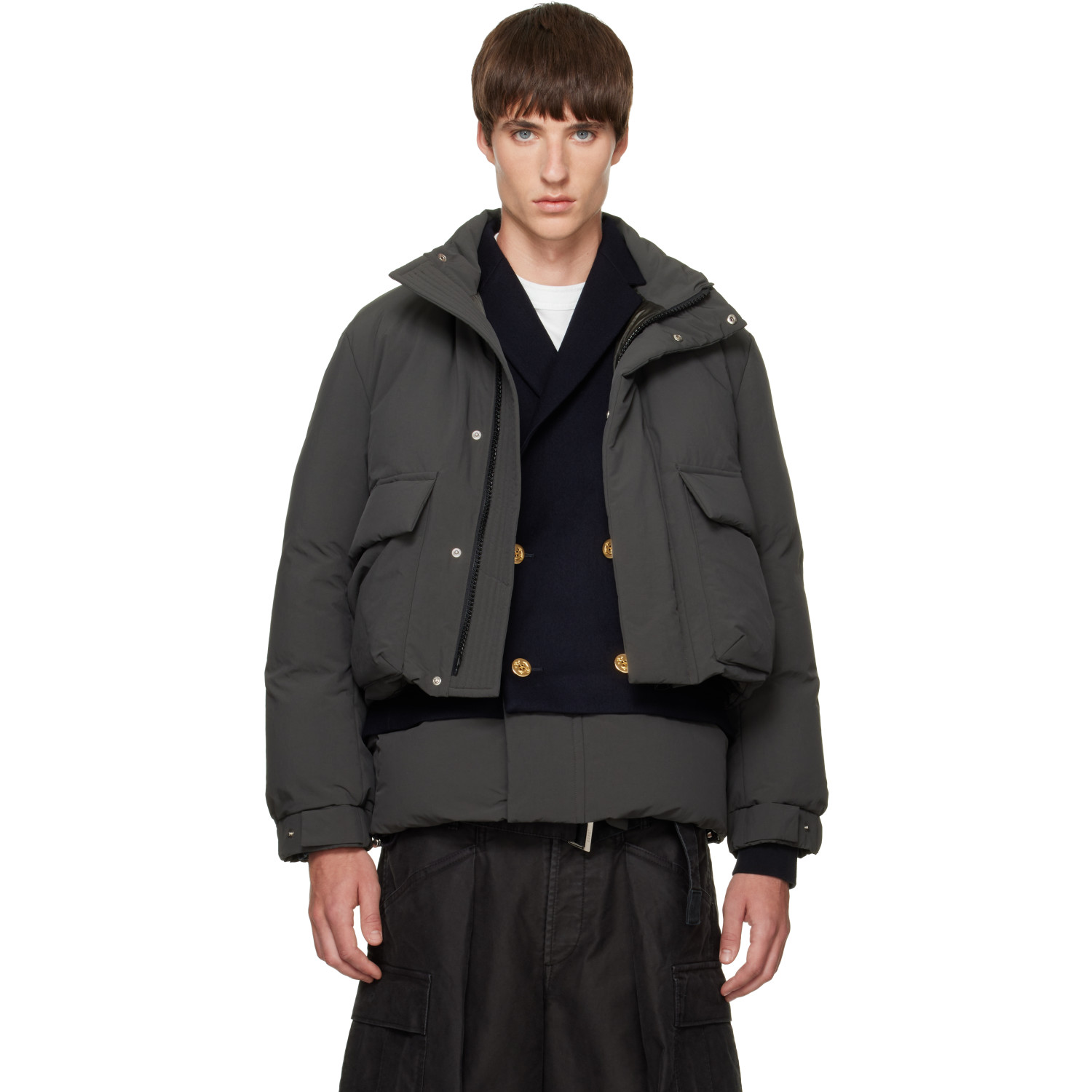 sacai Green Down Puffer Blouson Jacket