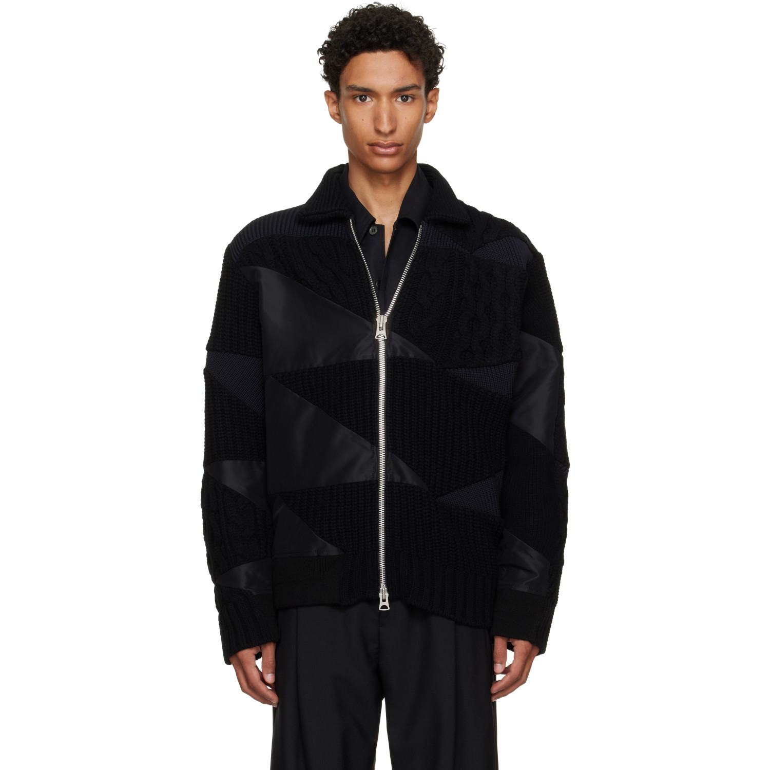 sacai Black A.P.C. Edition Quilts Knit Blouson Jacket
