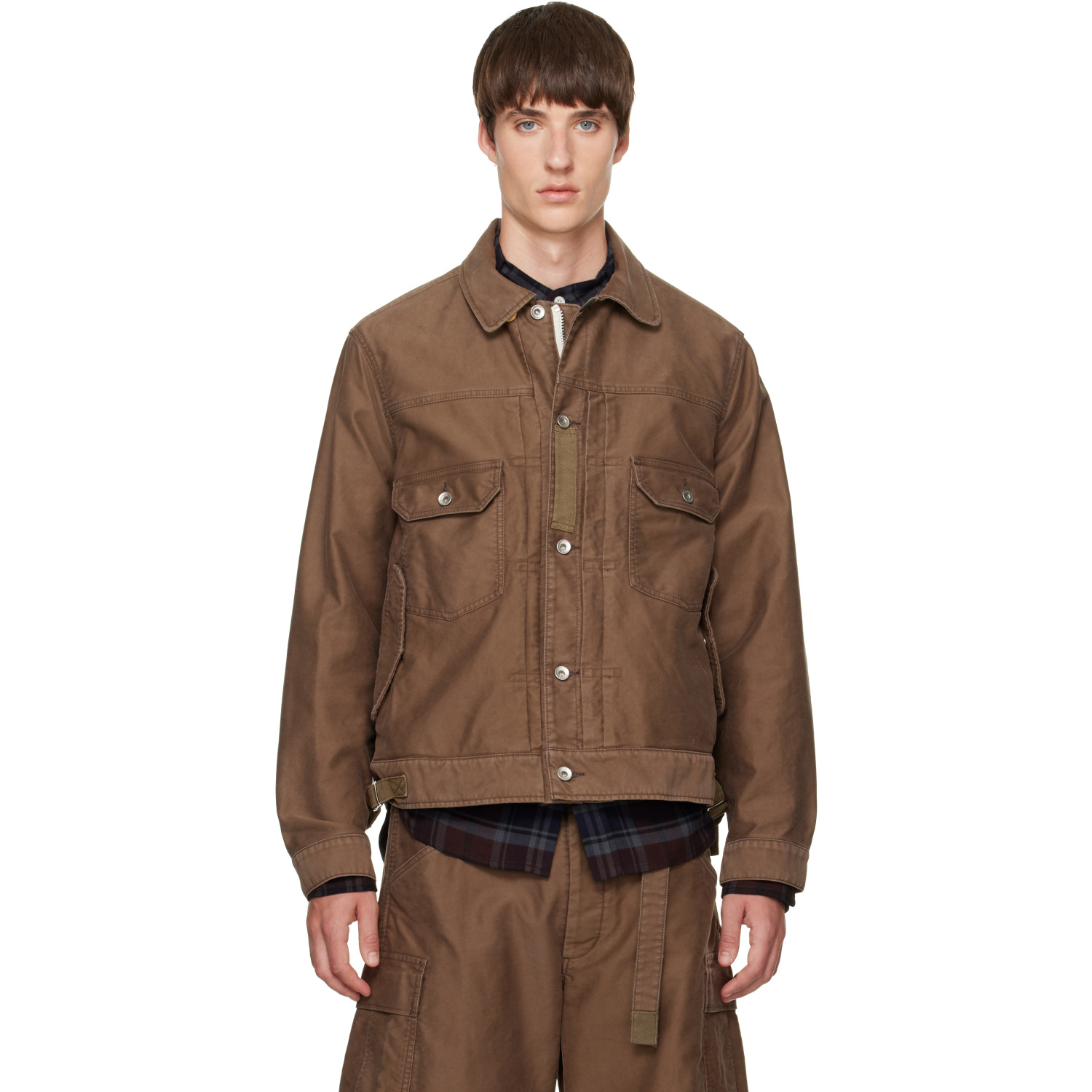 sacai Brown Sueded Cotton Jacket