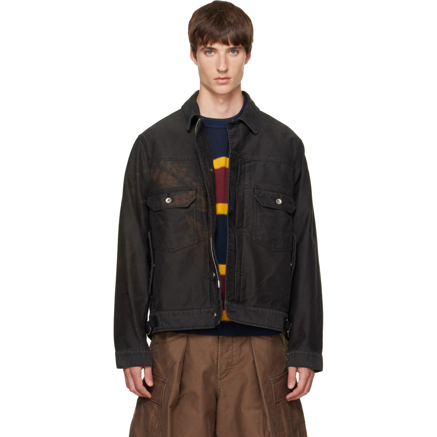 sacai Black Sueded Cotton Jacket