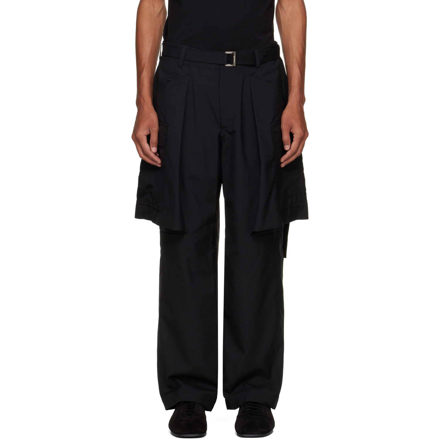 sacai Black Suiting Cargo Pants