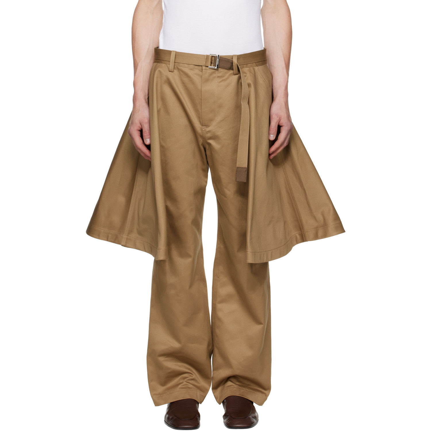 sacai Beige Cotton Chino Trousers