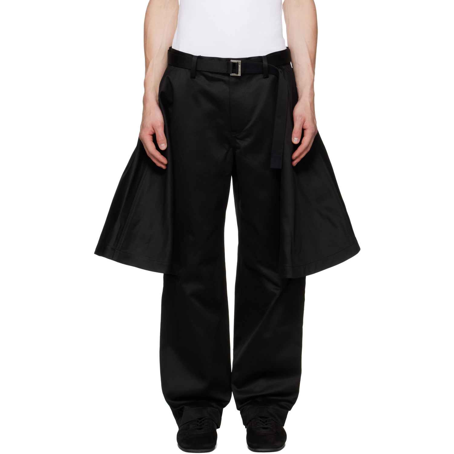 sacai Black Cotton Chino Trousers