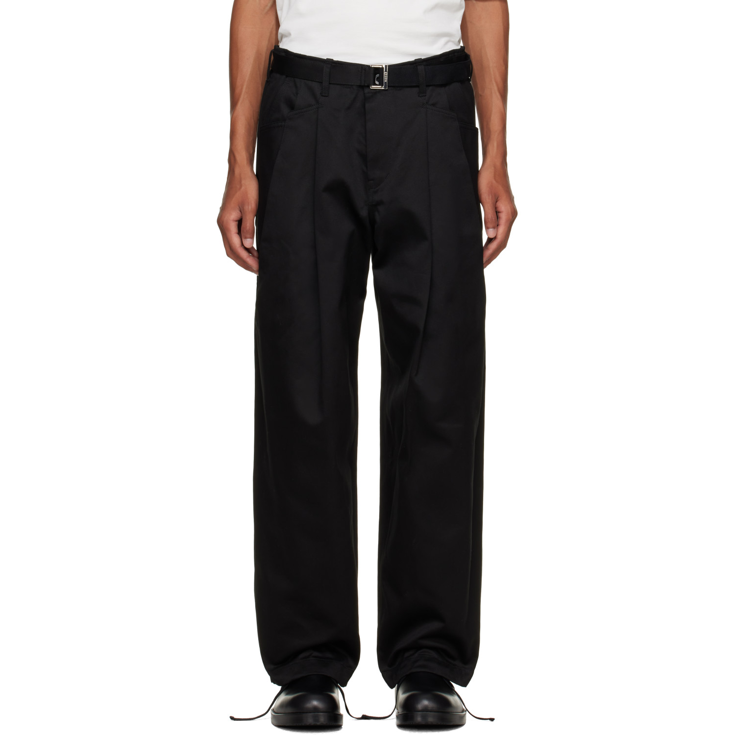 sacai Black Cotton Chino Trousers