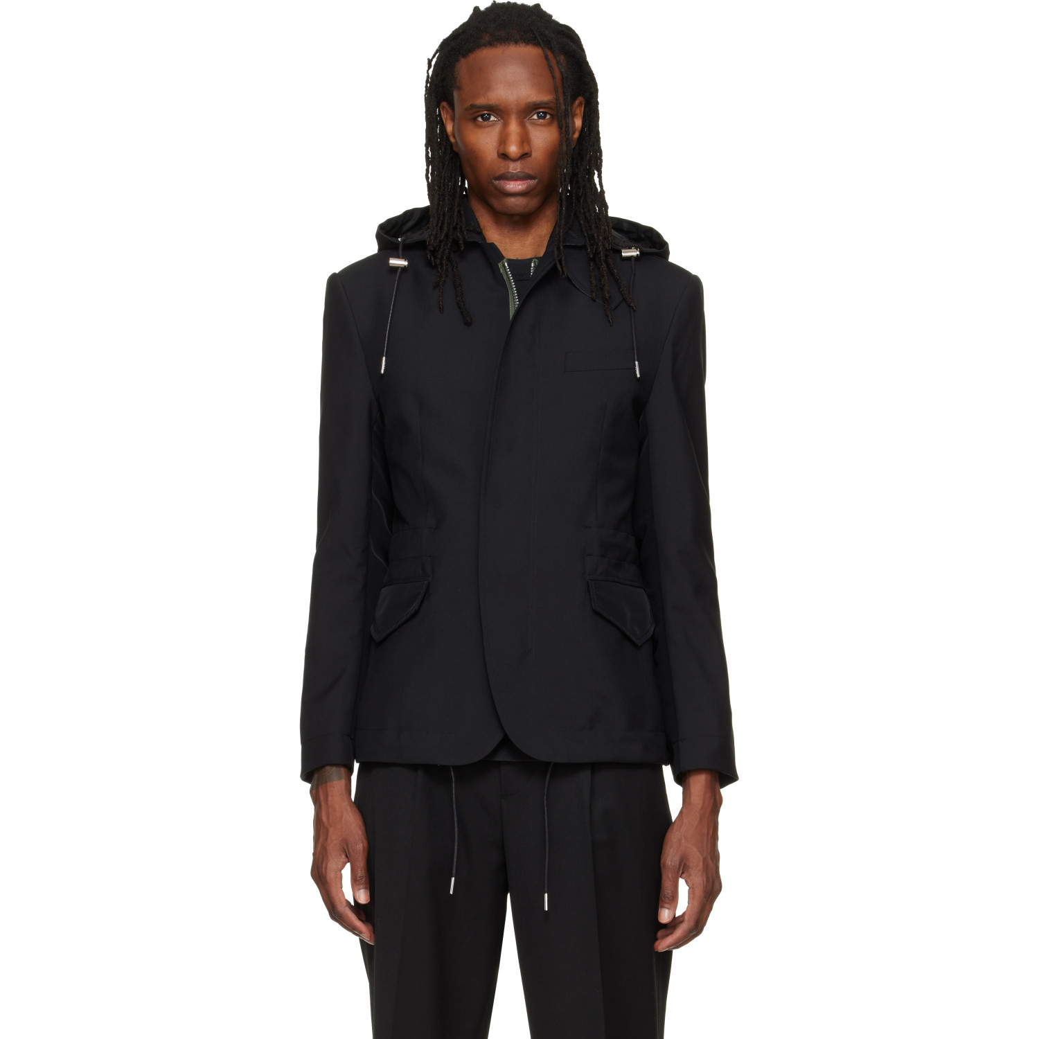 sacai Black Suiting x Nylon Twill Blazer