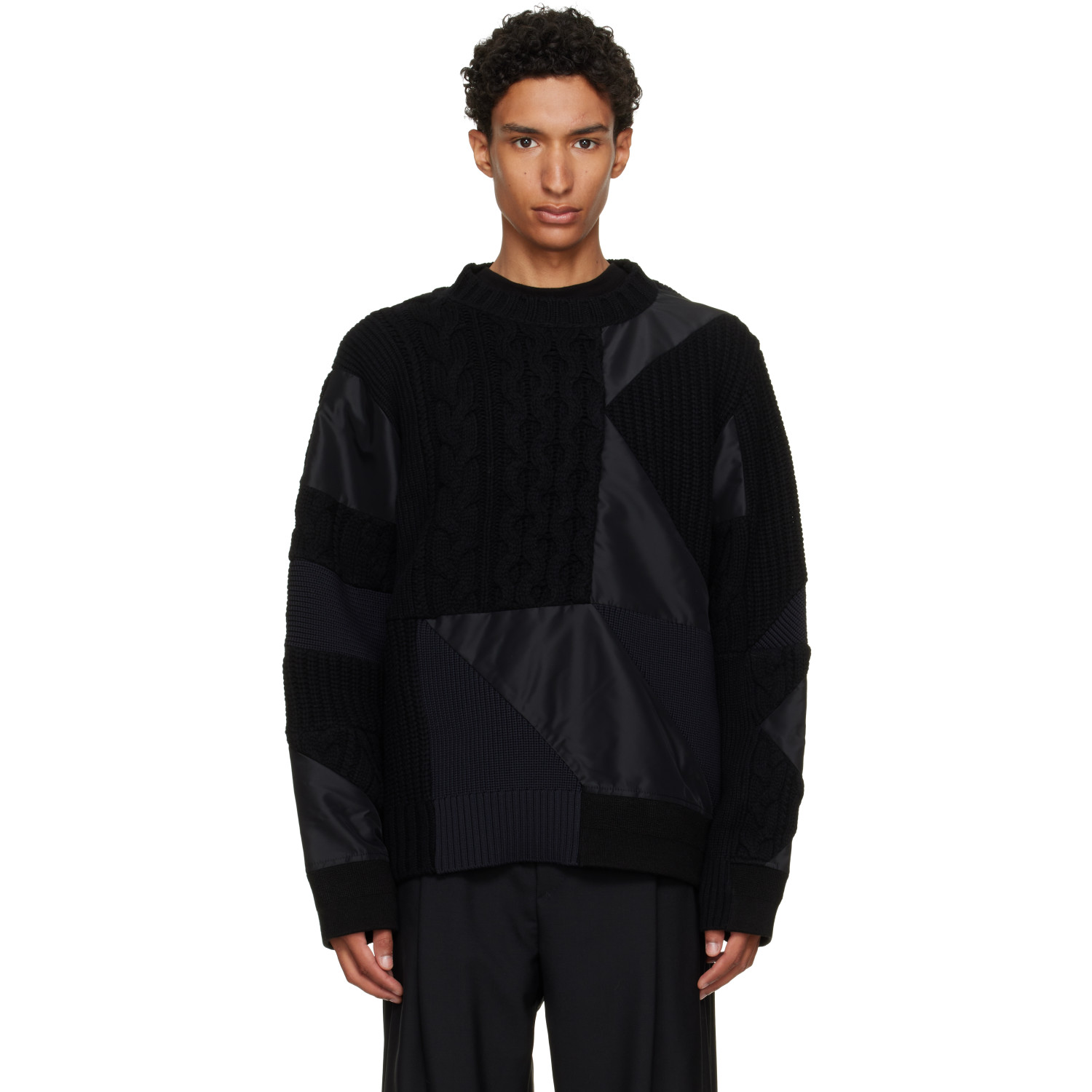 sacai Black A.P.C. Edition Quilts Knit Sweater
