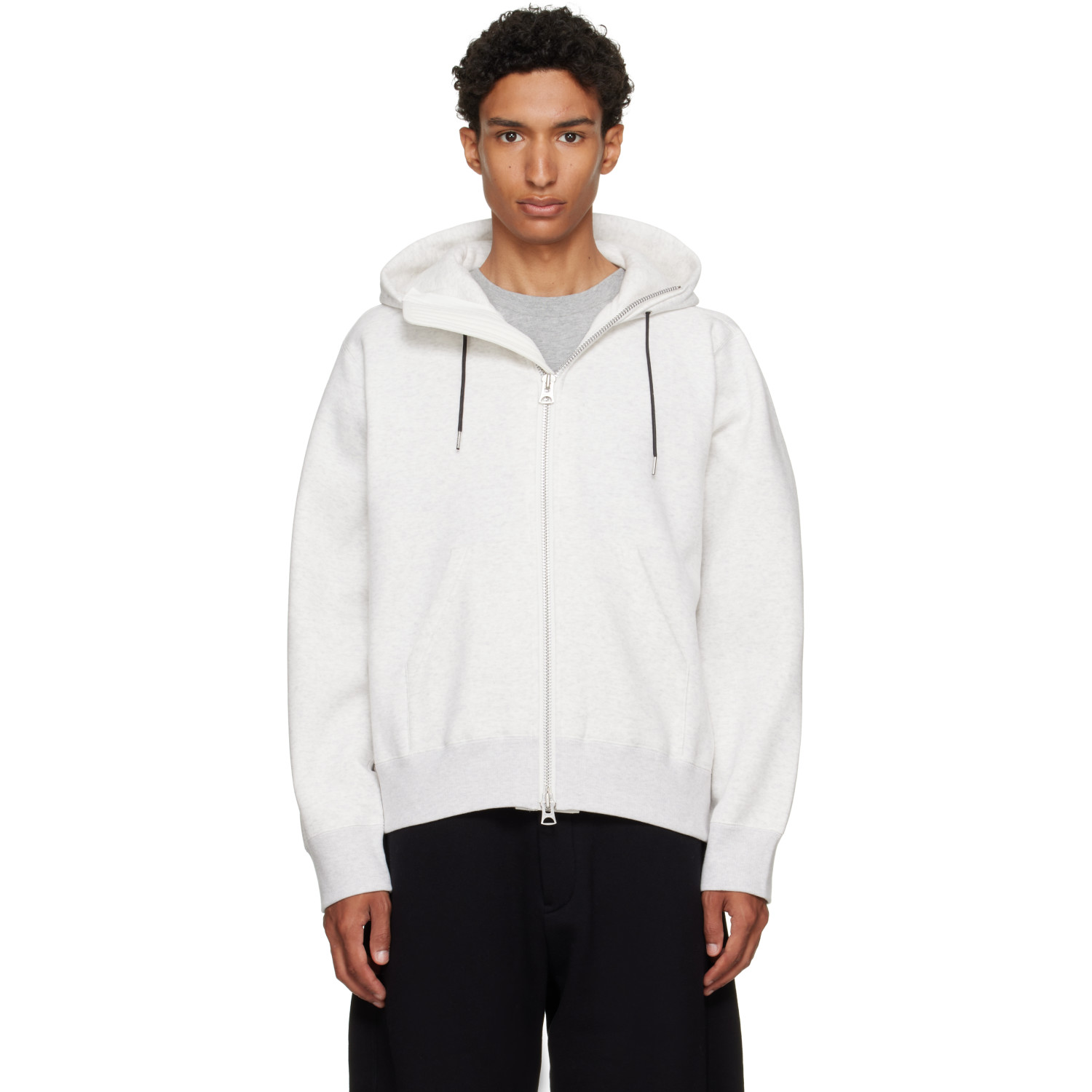 sacai Off-White Cotton Jersey Hoodie