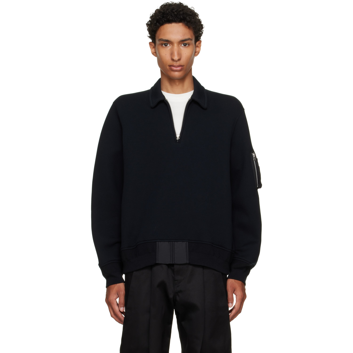 sacai Black Sponge Sweat Polo