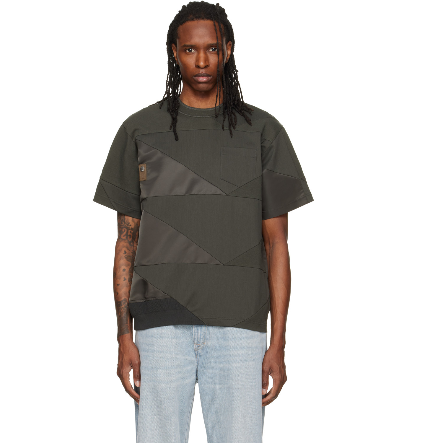 sacai Khaki A.P.C. Edition Quilts T-shirt