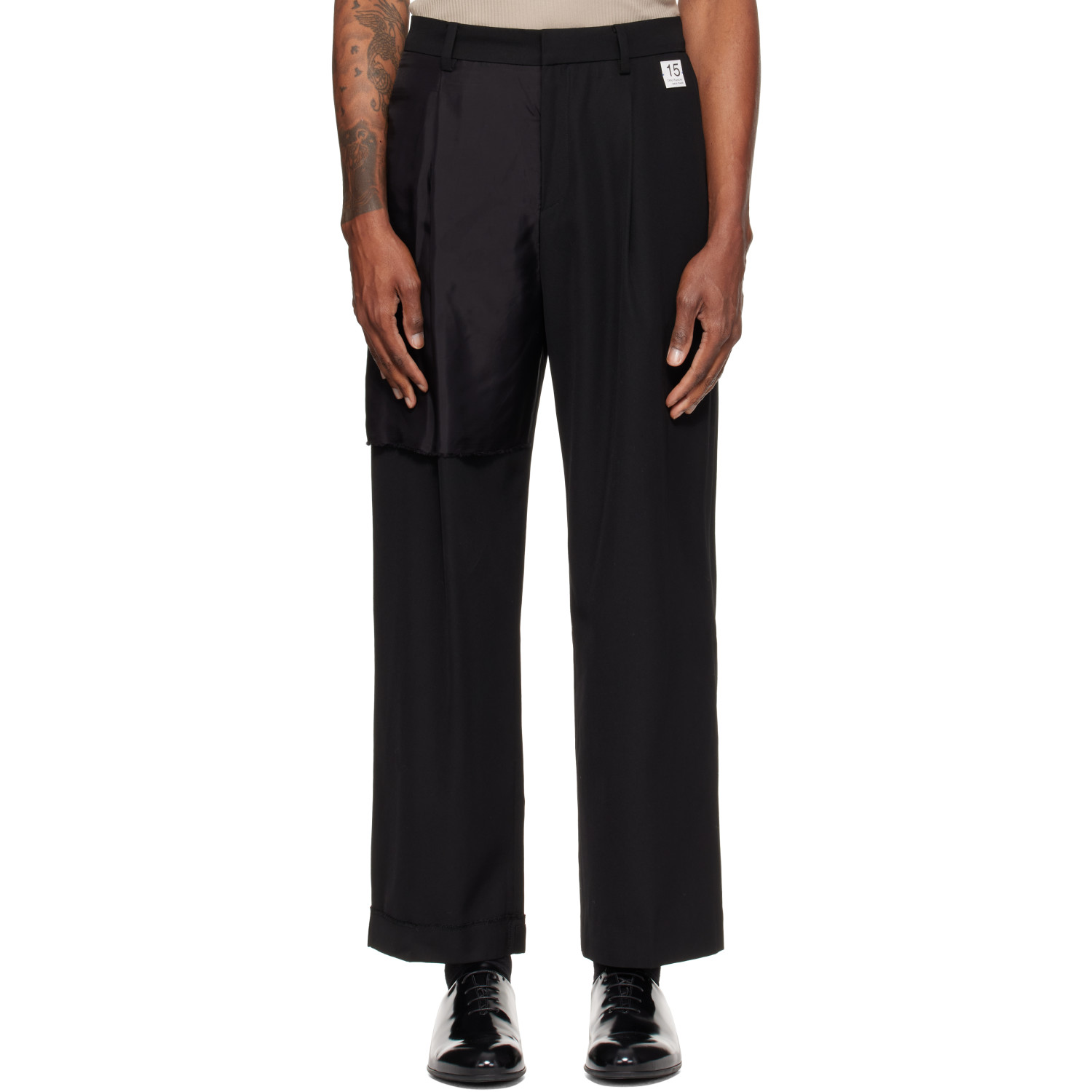 RE;CODE Black Inside-Out Straight Trousers