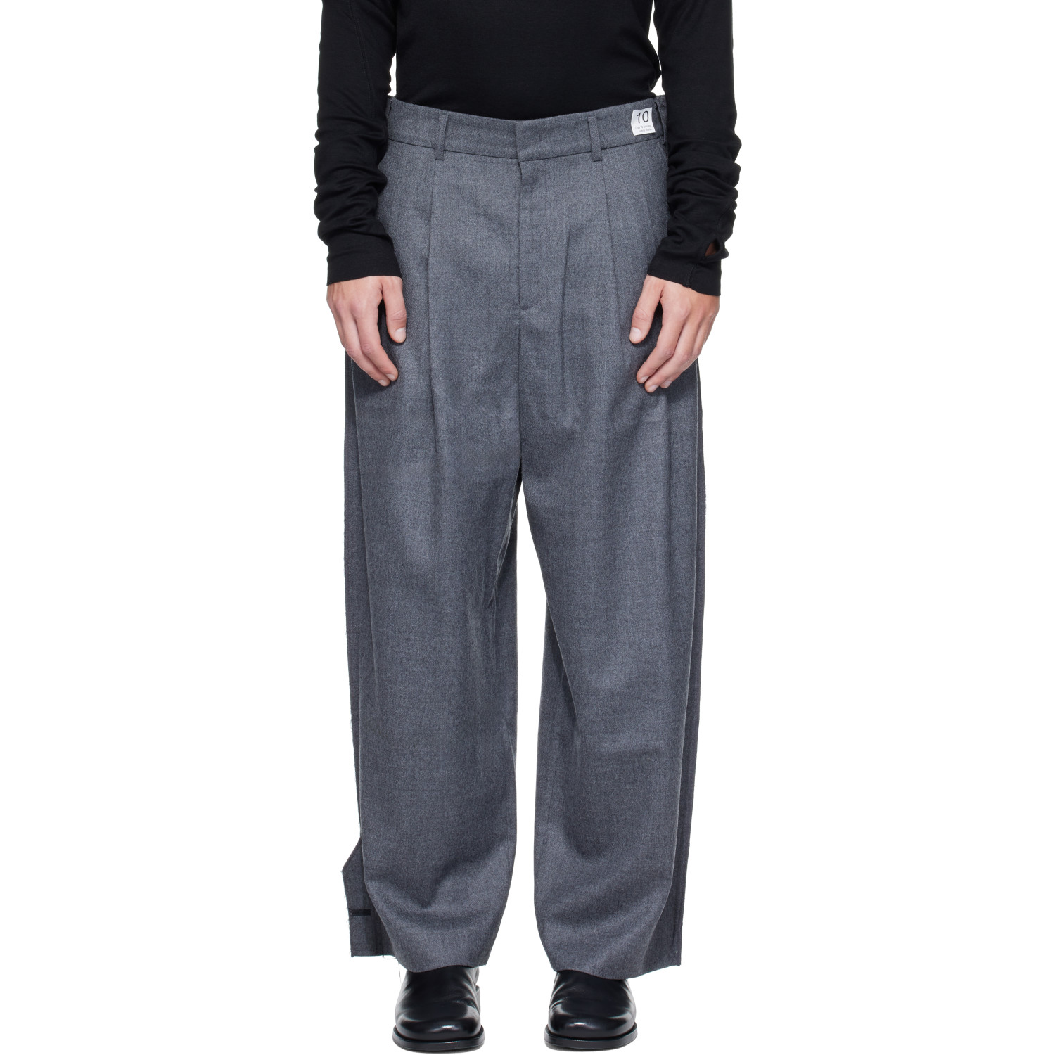 RE;CODE Gray Jacket-Sleeve Patched Trousers