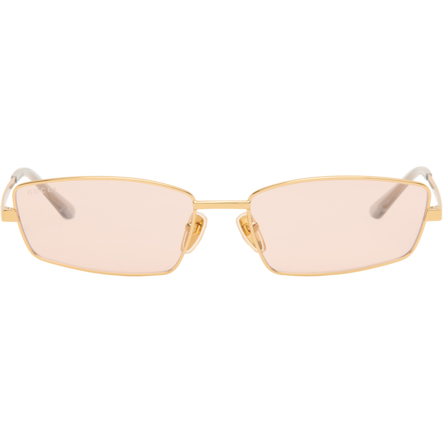 Gucci Gold Rectangular Frame Sunglasses