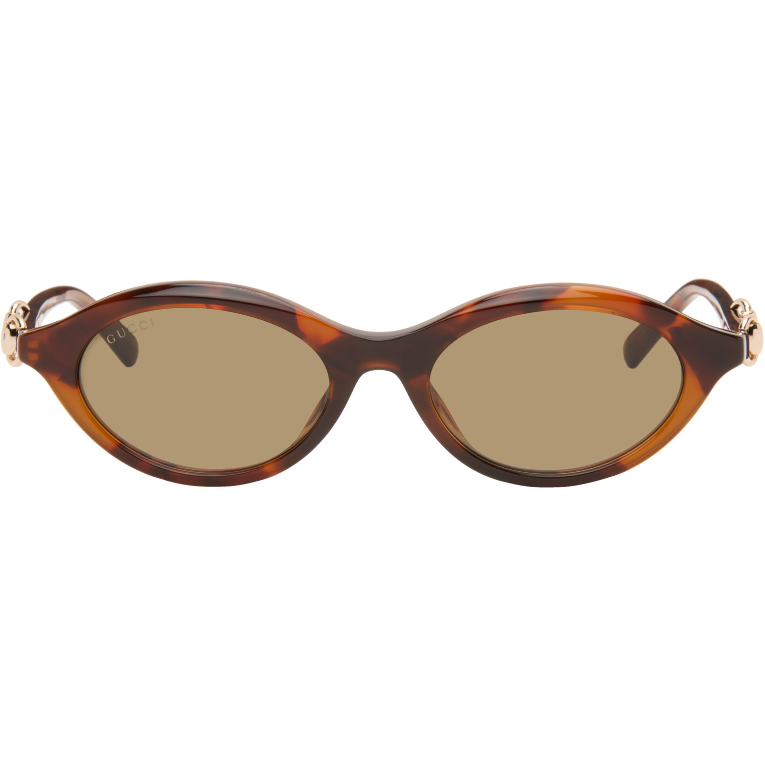 Gucci Brown Oval-Frame Sunglasses