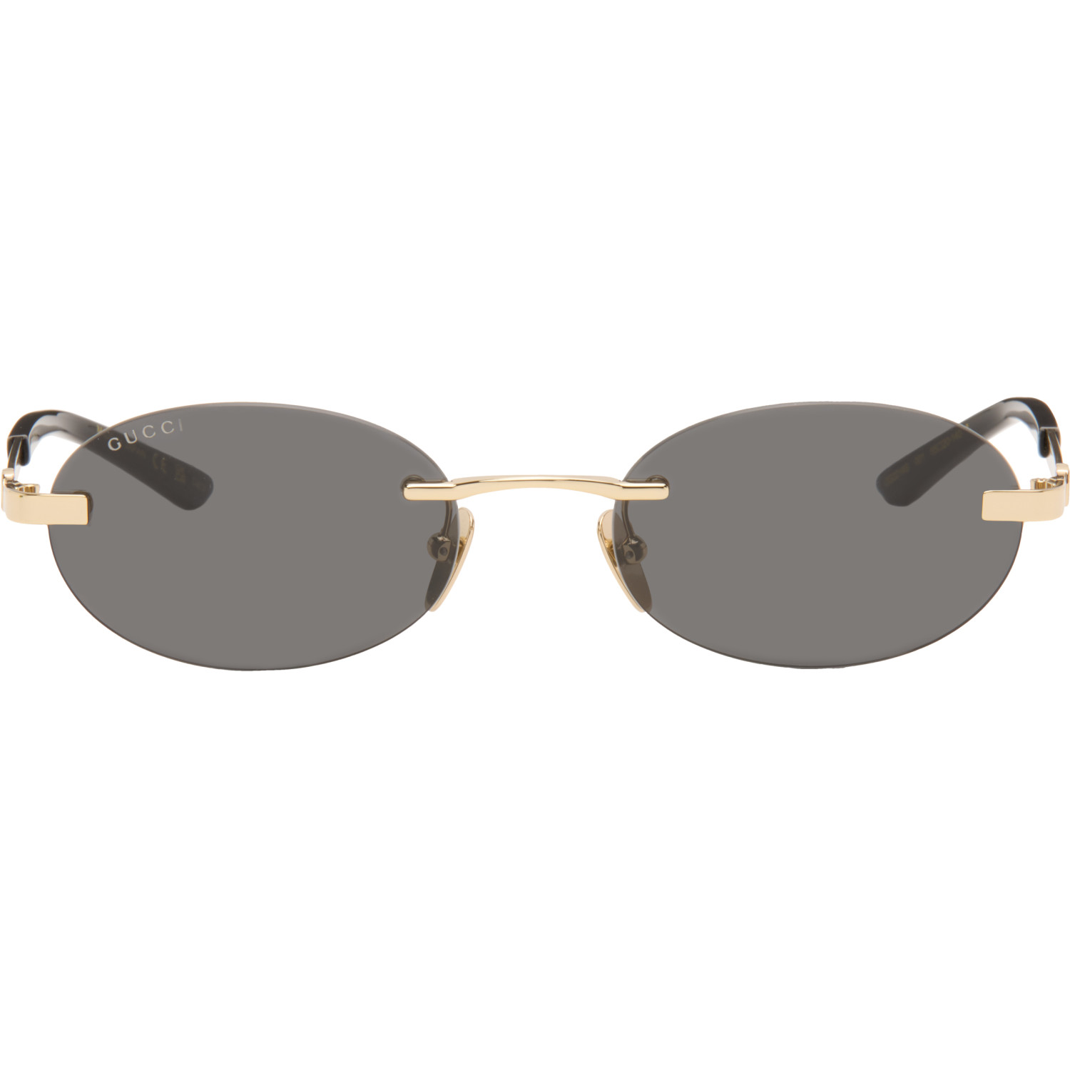 Gucci Gold Oval-Frame Sunglasses