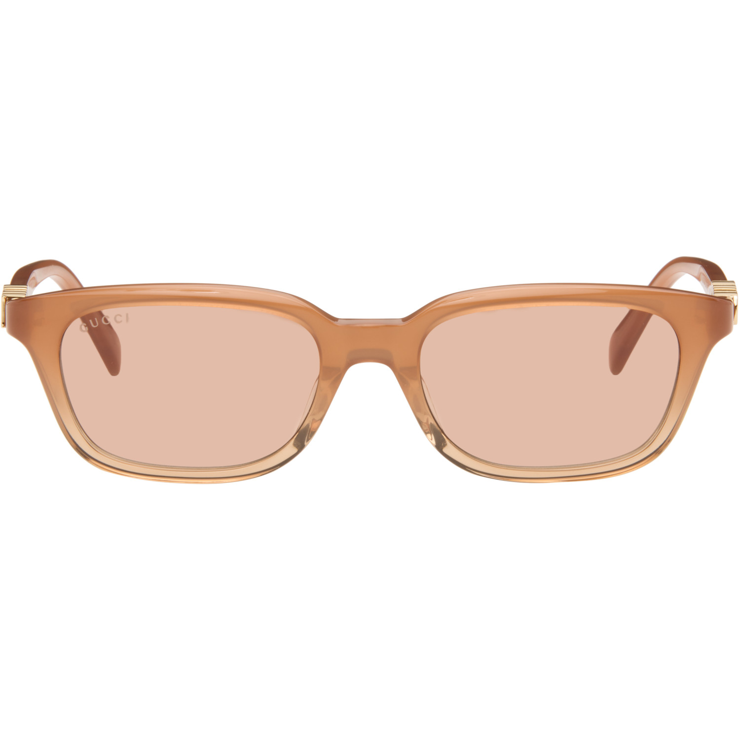 Gucci Brown Rectangular-Frame Sunglasses