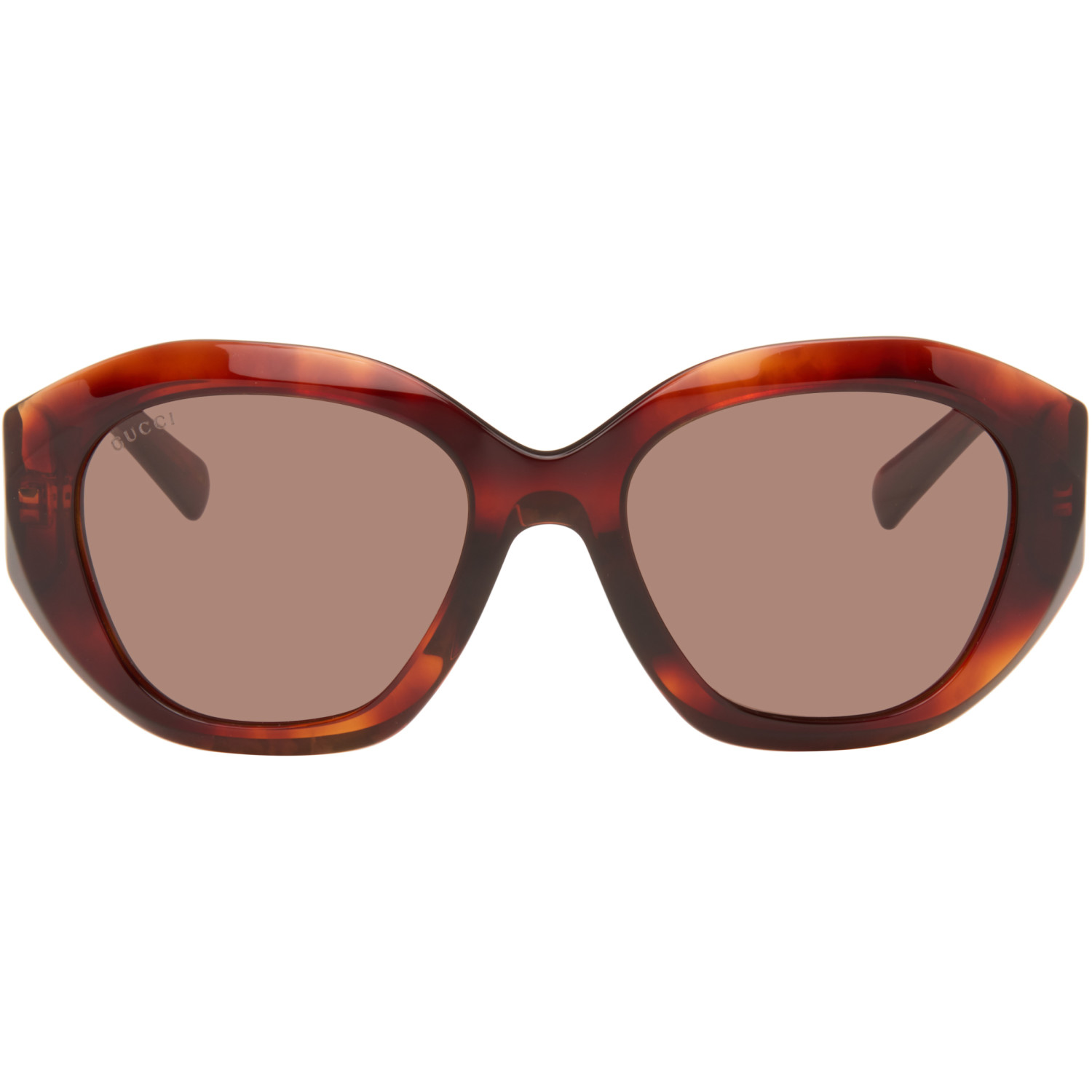 Gucci Brown Geometric-Frame Sunglasses
