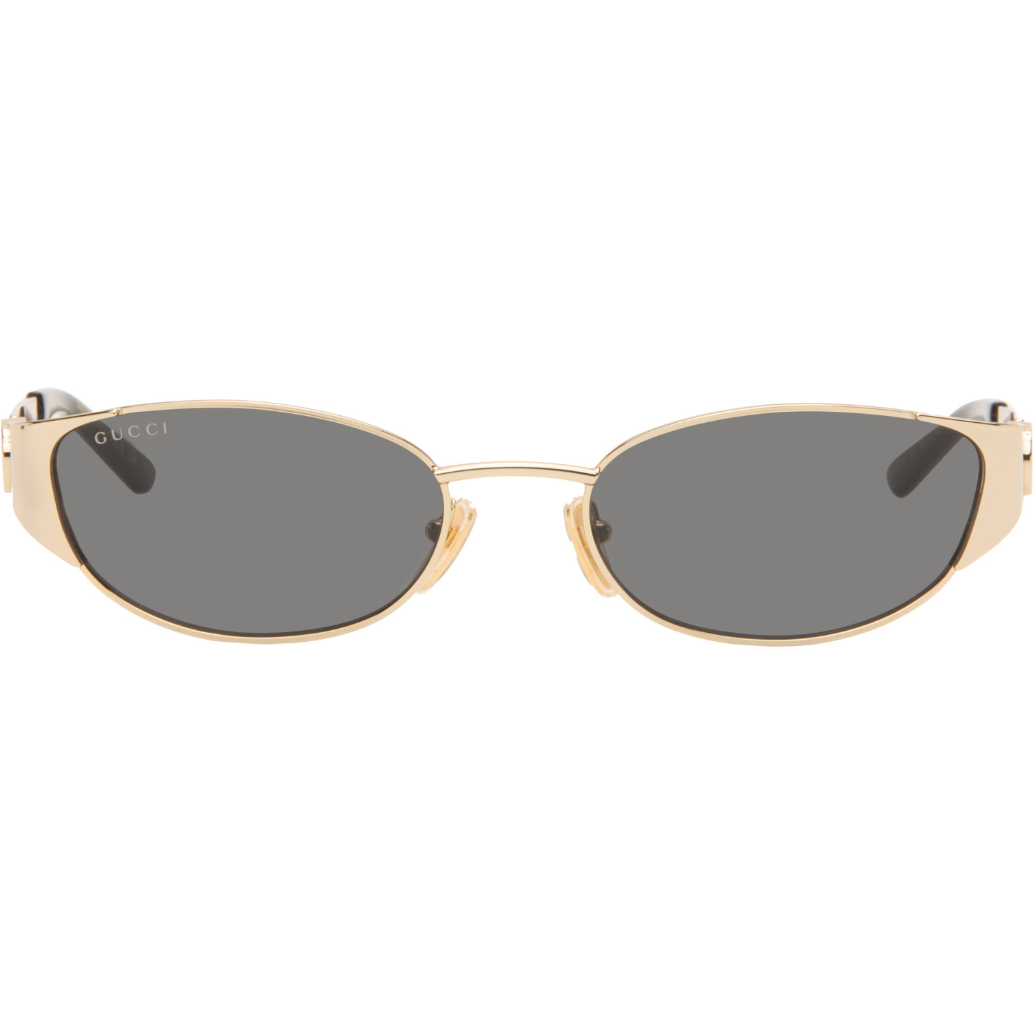 Gucci Gold Oval-Frame Sunglasses