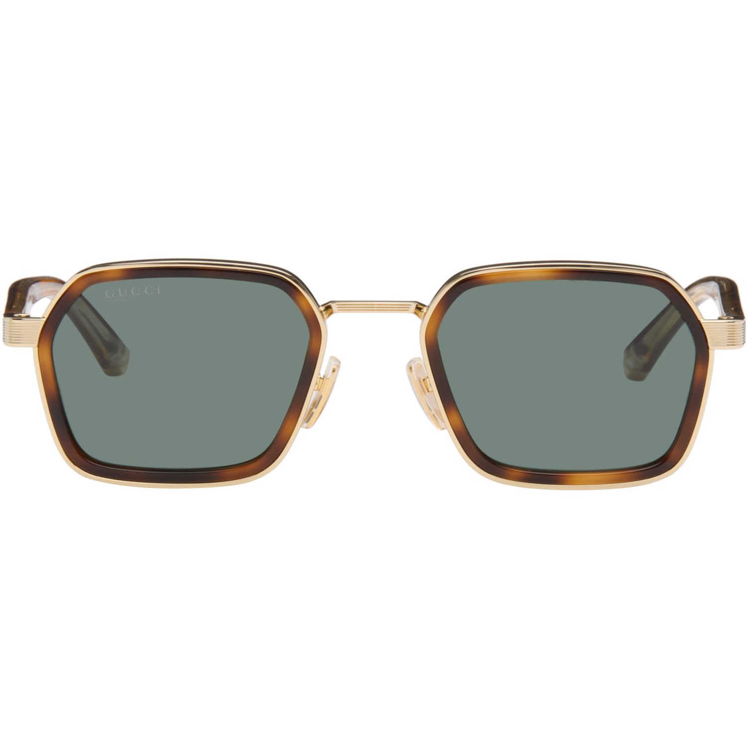 Gucci Gold & Brown Sqaure Frame Sunglasses